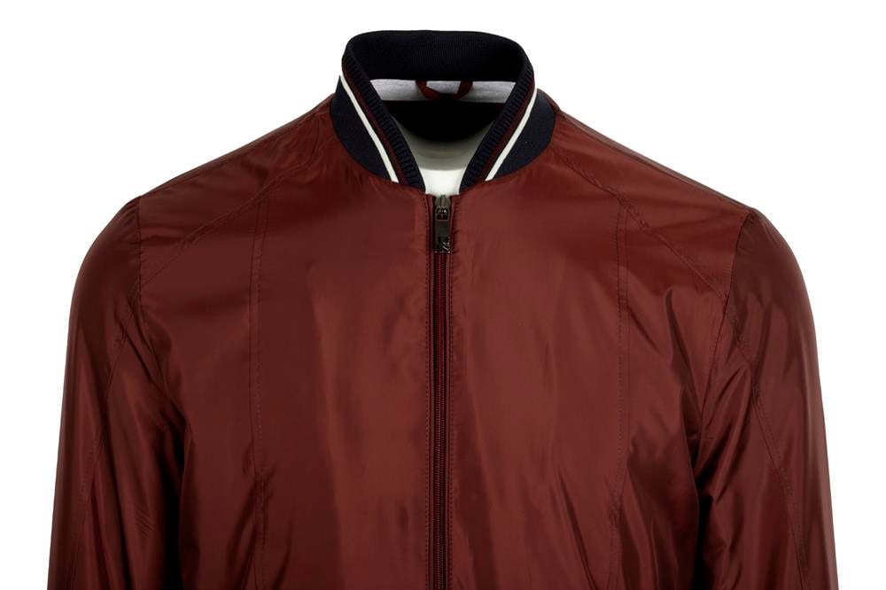 Erkek Bordo Ribanalı Slim Fit Bomber Ceket Baharlık ve Mevsimlik Jeans 4986