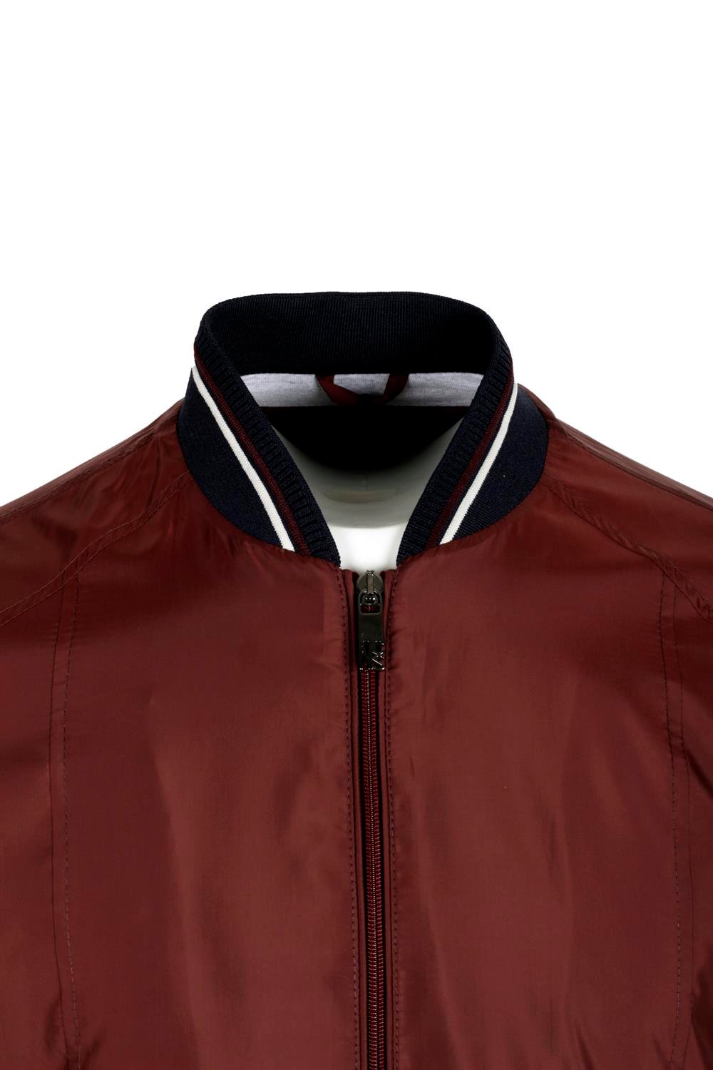 Erkek Bordo Ribanalı Slim Fit Bomber Ceket Baharlık ve Mevsimlik Jeans 4986