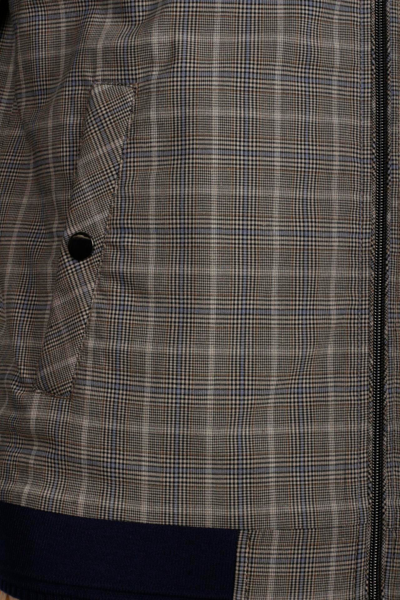 Erkek Camel Bomber Ceket Keten Karışım Slim Fit Ekose Kare Desenli Ribana İnce Astar Ceket NCS JEANS 4984