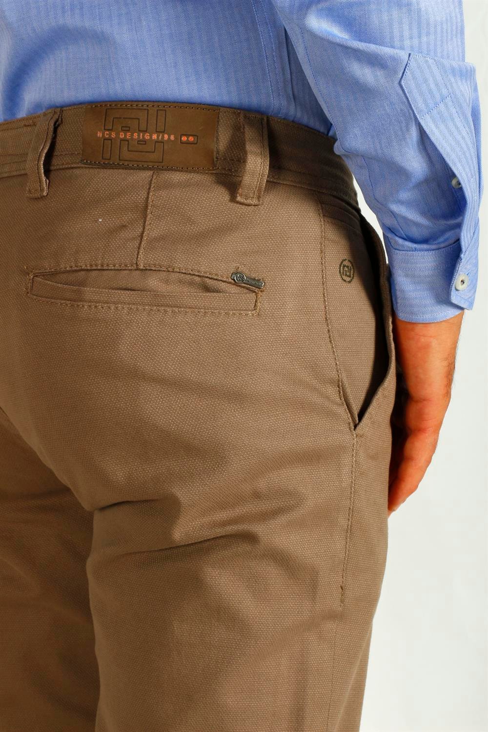 Erkek Camel Slim Fit Armürlü Chino Pantolon NCS JEANS 2194
