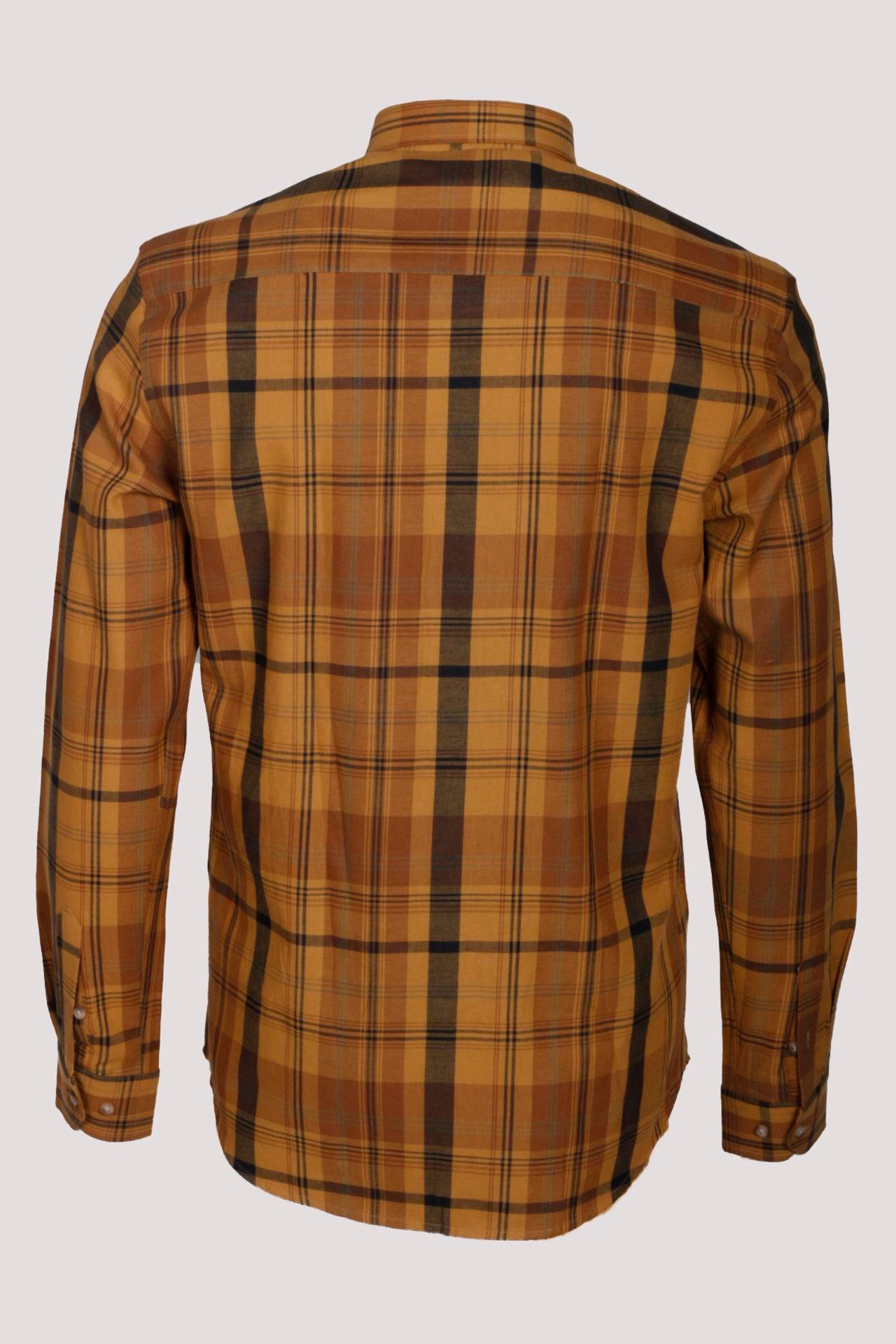 Erkek Gömlek Camel Uzun Kol Ekose Kareli Flanel Yün Tuşeli Slim Fit Düğmeli Yaka Shirt NCS JEANS 7273