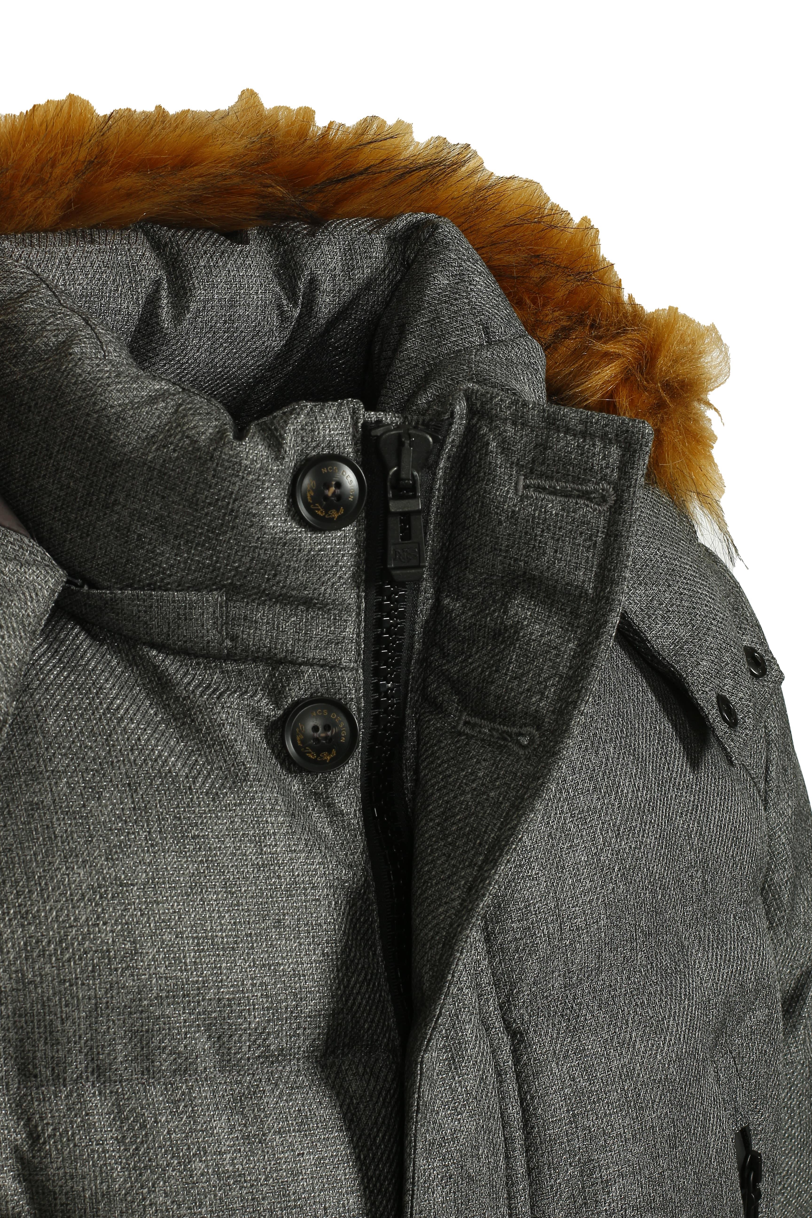 Erkek Gri Kapüşon'lu Termo Dolumlu Su ve Rüzgar İtici Slim Fit Mont NCS JEANS 4991