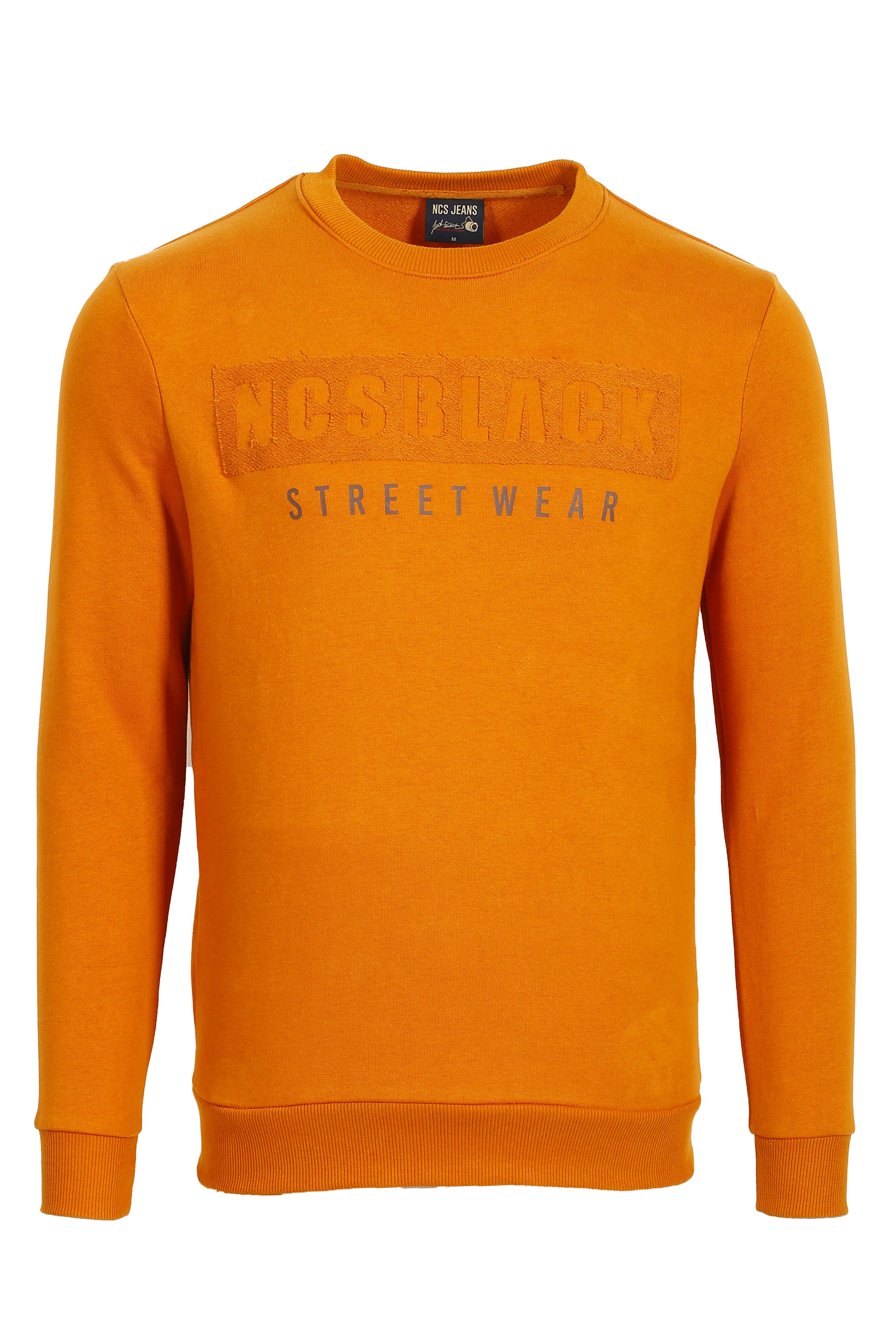 Erkek Hardal Yüksek Dokumalı Slim Fit Bisiklet Yaka Şardonlu SweatShirt NCSJEANS 1604