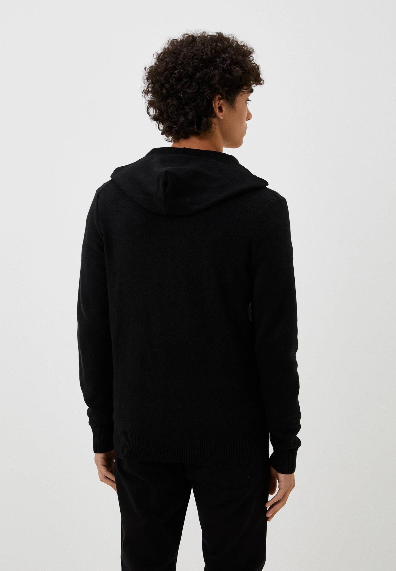 Erkek Hırka SİYAH Pamuklu Çift Fermuarlı Kapüşonlu Sık Örme Slim Fit Hırka 3720