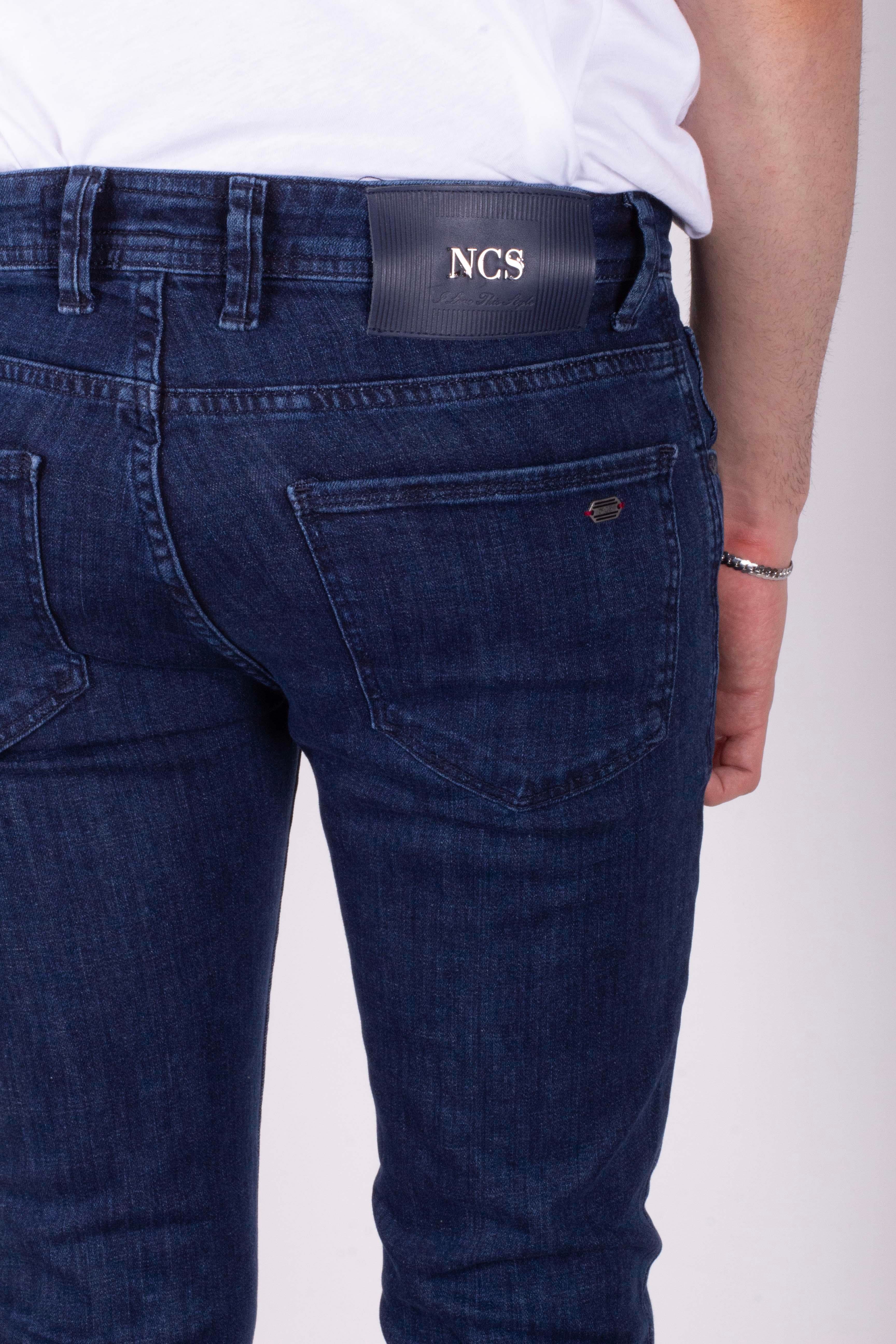 Erkek Kot Pantolon Slim Fit Koyu Mavi Düz Paça 5 Cepli Jean NCS JEANS 2212 6096