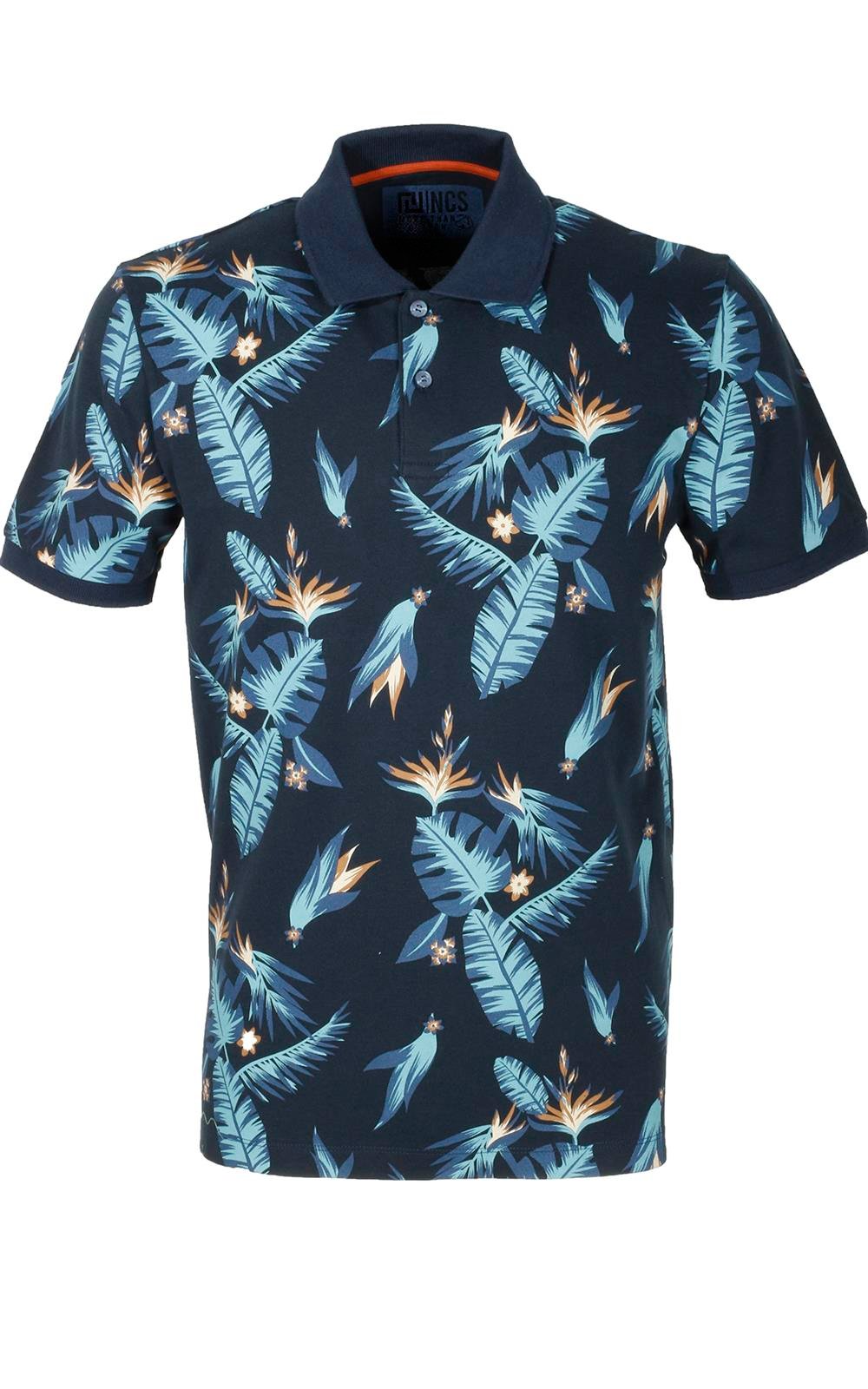 Erkek Lacivert Baskılı Slim Fit Dar Kesim Polo Yaka %100 Pamuk T-shirt Ncs Jeans 1178