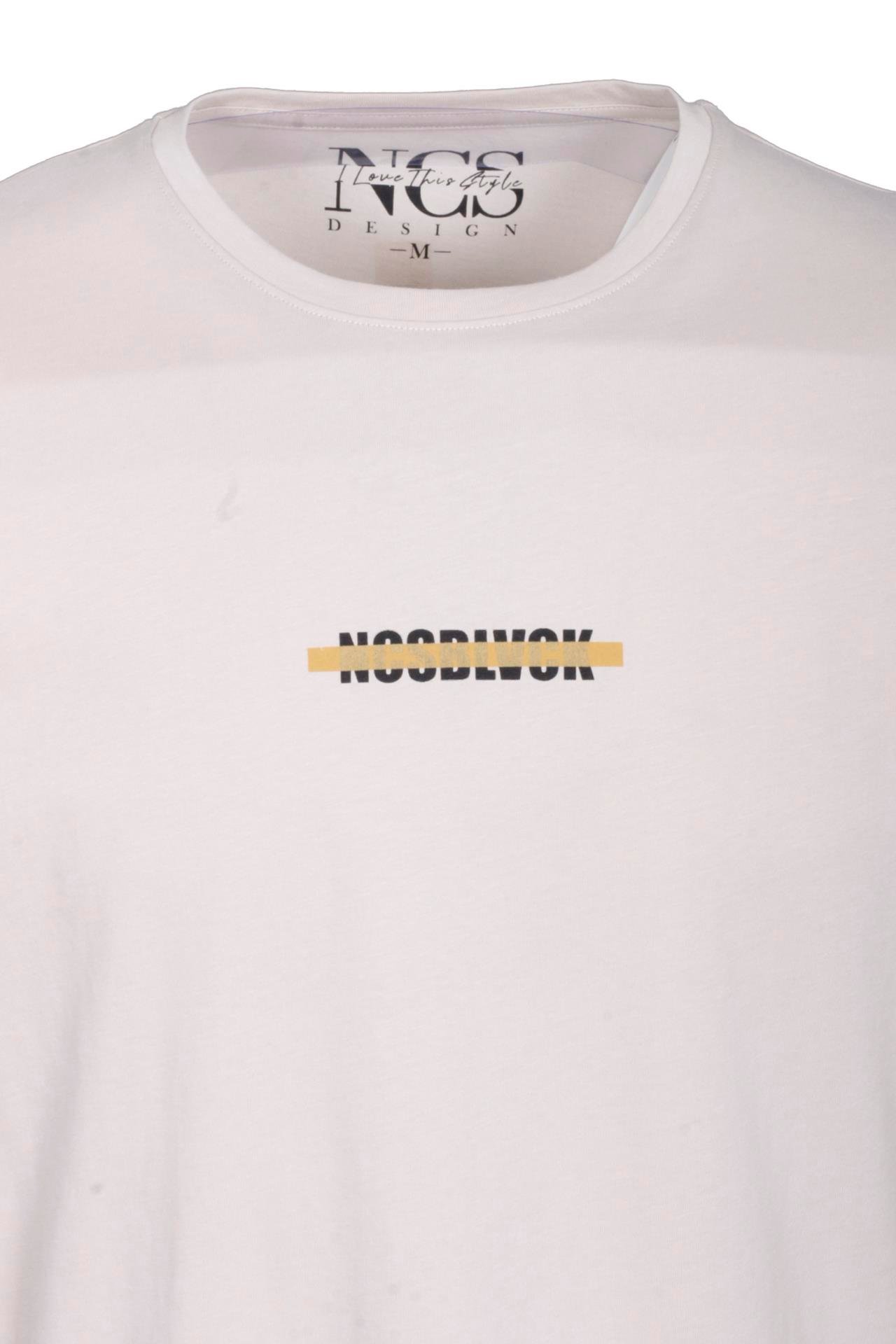 Erkek Oversize Tişört Bej Sırt Baskılı Bisiklet Yaka %100 Pamuk Slim Fit Baskılı T-shirt NCS JEANS 1190