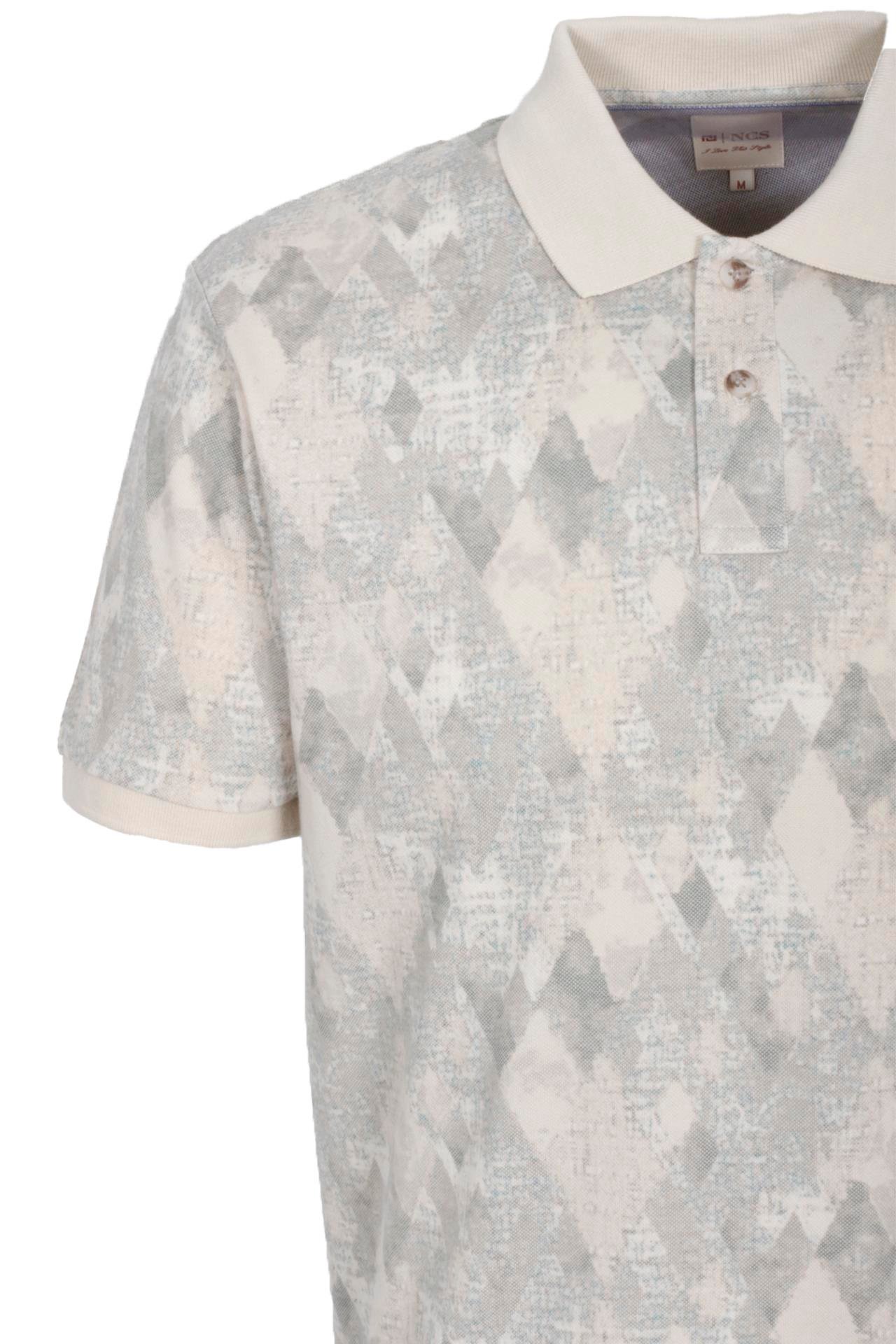 Erkek Polo Yaka Tişört Bej Slim Fit Ribanalı Kol Pamuklu Baskılı T-shirt NCS JEANS 1251