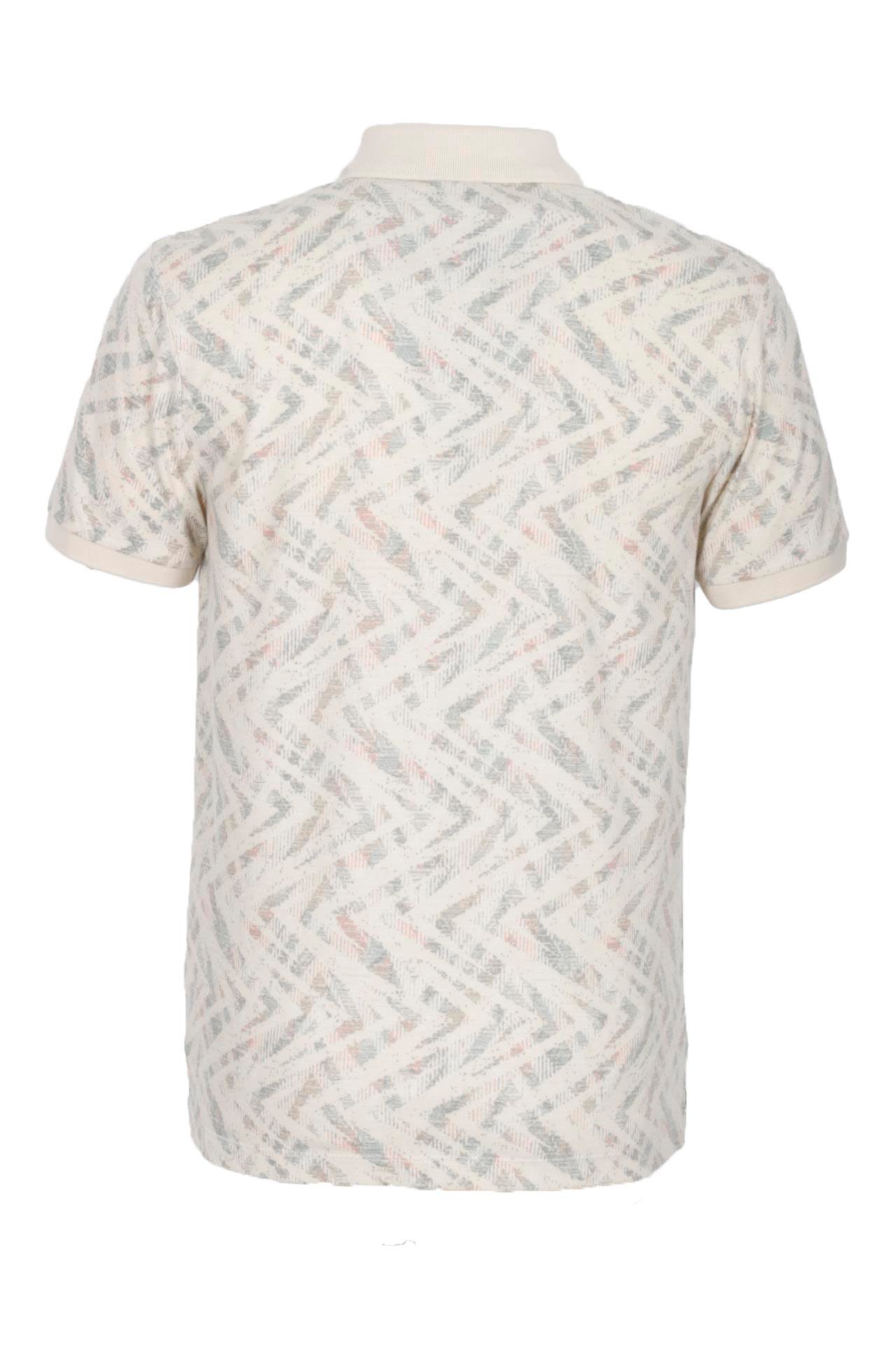 Erkek Polo Yaka Tişört Bej Slim Fit Ribanalı Kol Pamuklu Baskılı T-shirt NCS JEANS 1254