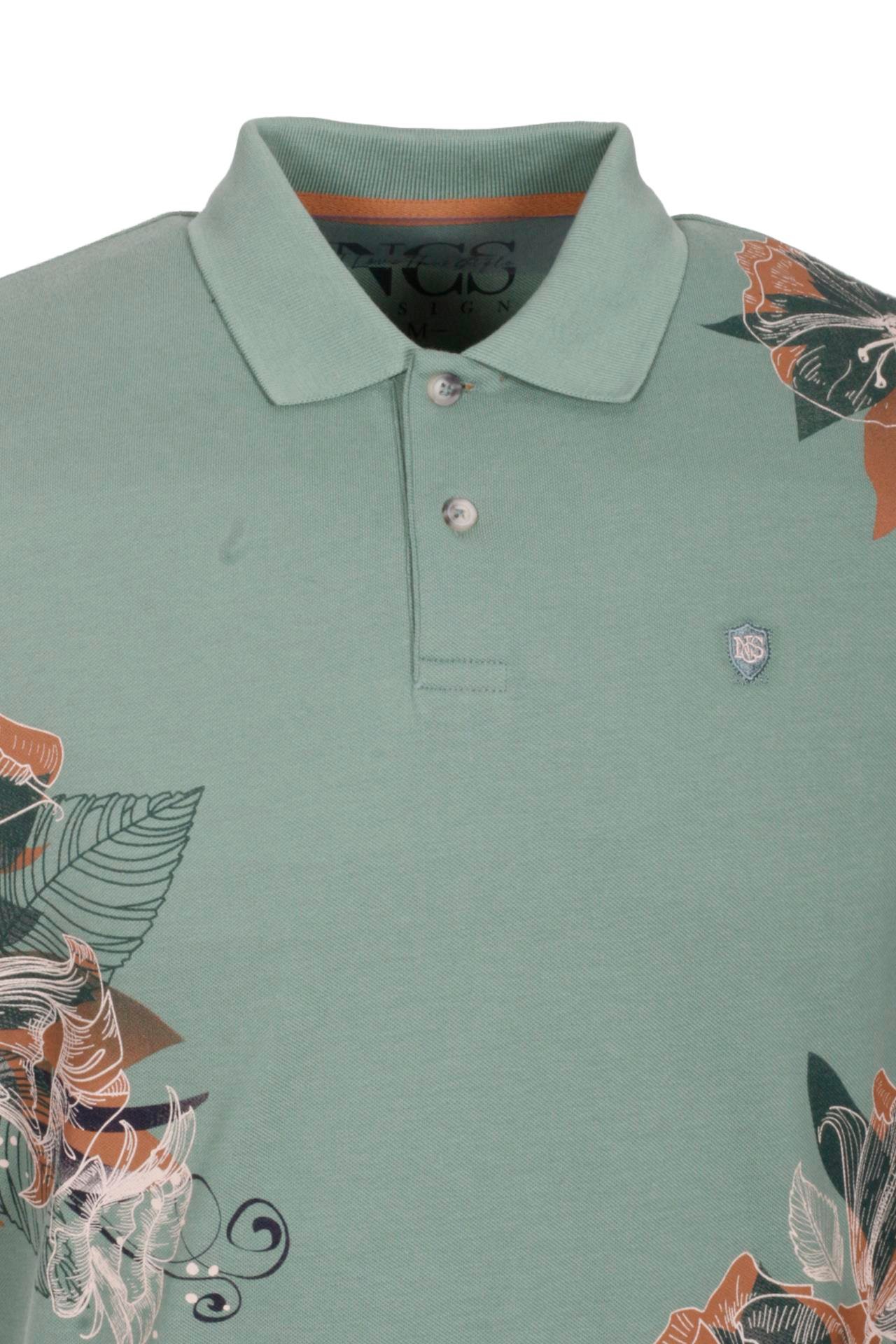 Erkek Polo Yaka Tişört ÇAĞLA %100 Pamuk Slim Fit Ribana'lı Kol Floral Desenli T-shirt NCS JEANS 1189