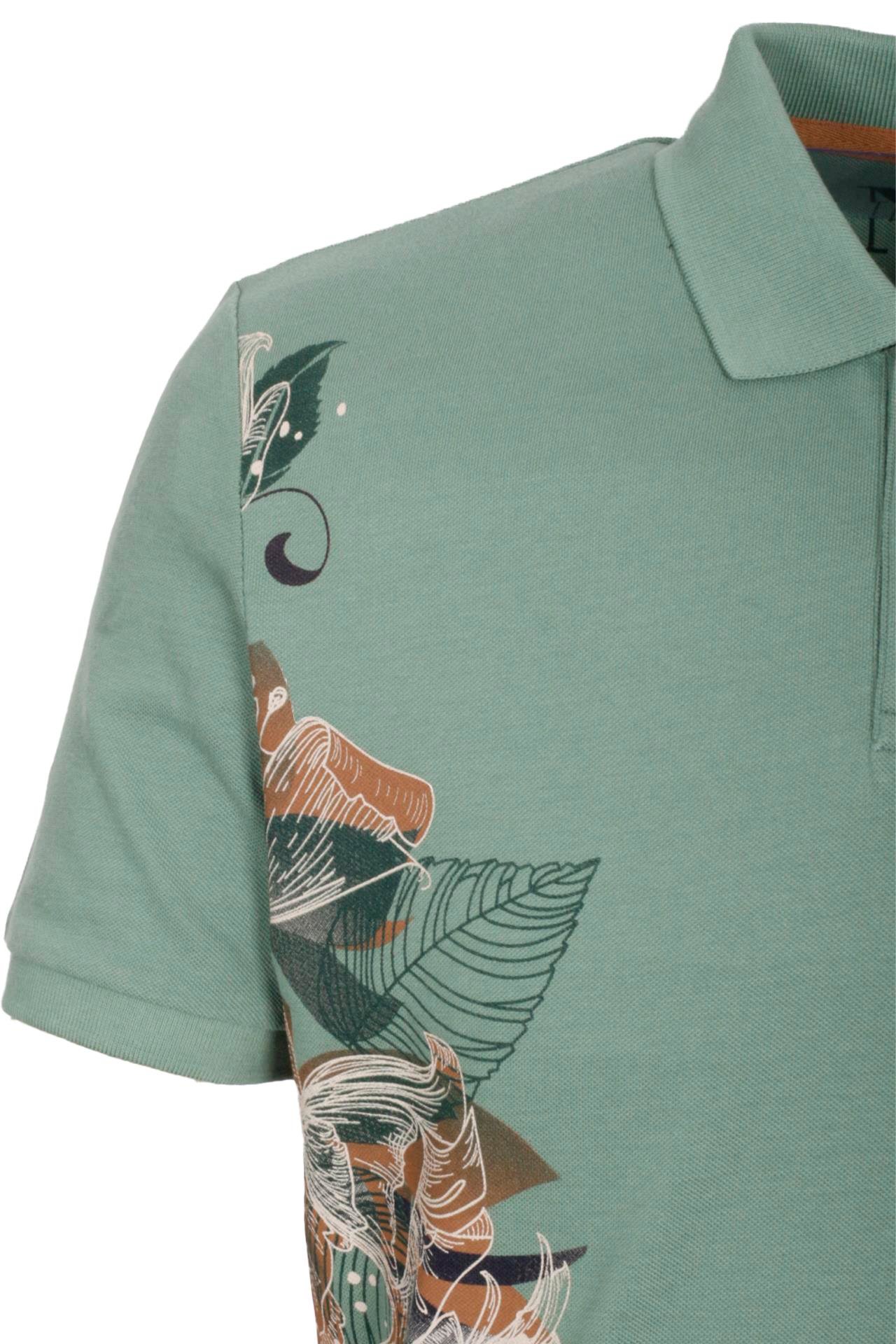 Erkek Polo Yaka Tişört ÇAĞLA %100 Pamuk Slim Fit Ribana'lı Kol Floral Desenli T-shirt NCS JEANS 1189