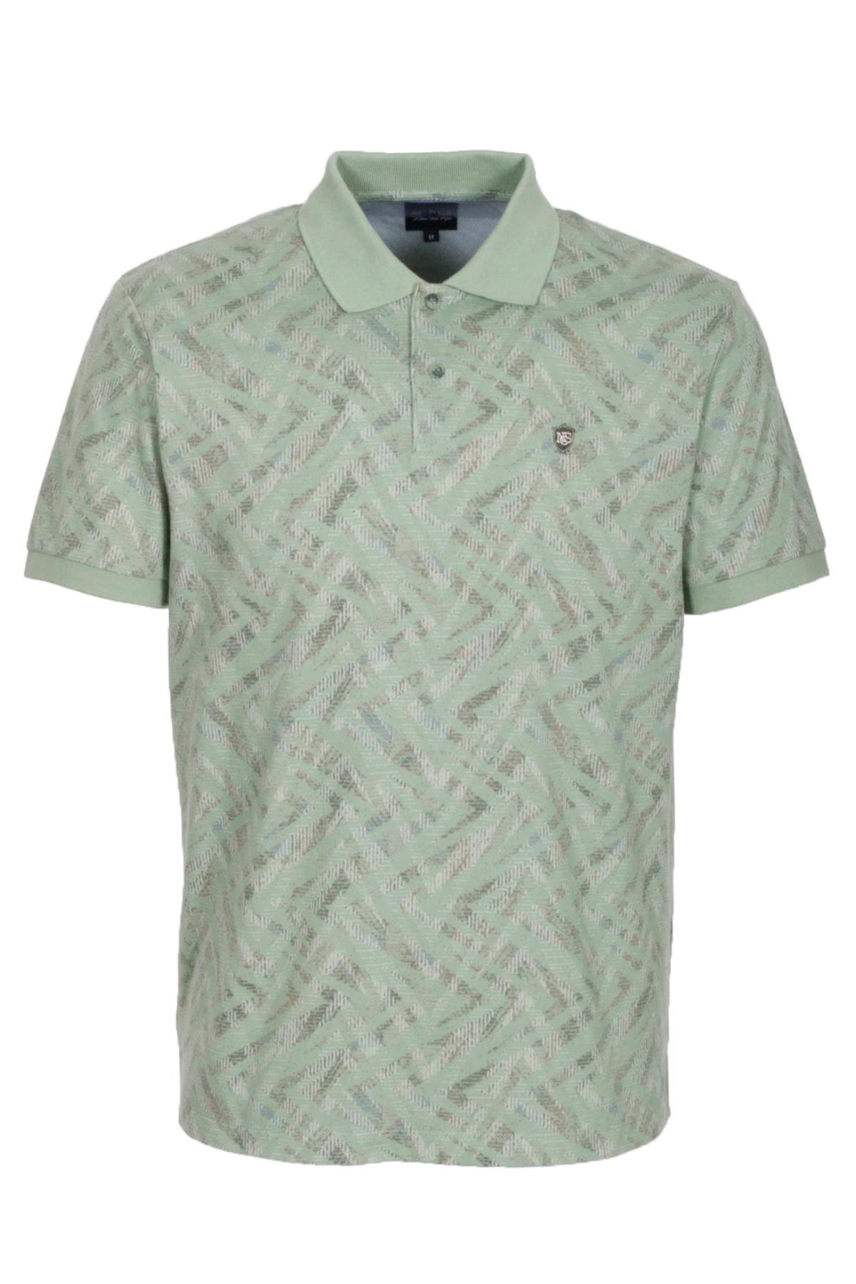 Erkek Polo Yaka Tişört Çağla Slim Fit Ribanalı Kol Pamuklu Baskılı T-shirt NCS JEANS 1254