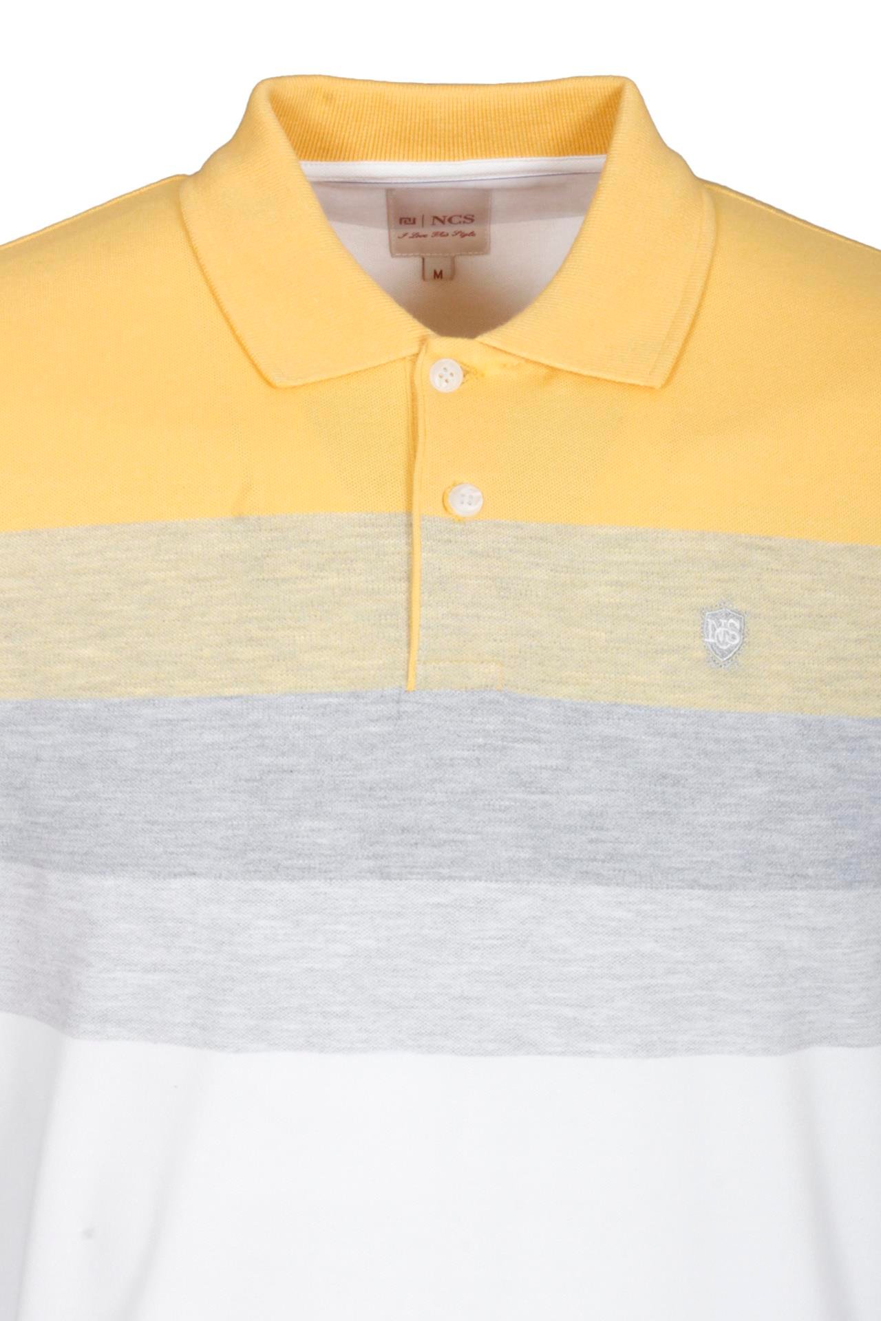 Erkek Polo Yaka Tişört Hardal Slim Fit Ribanalı Kol Pamuklu Desenli %100 Pamuk T-shirt NCS JEANS 1249