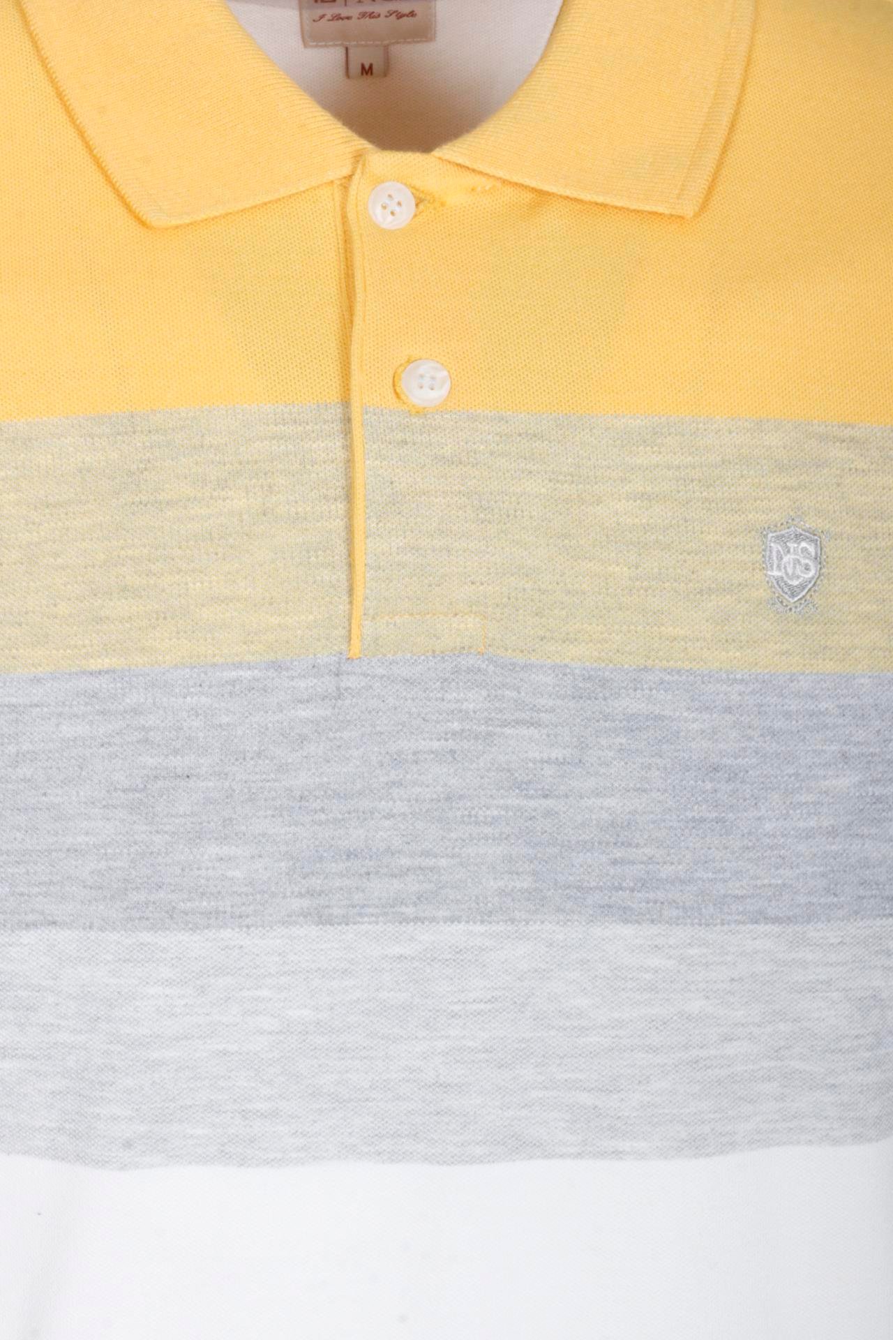 Erkek Polo Yaka Tişört Hardal Slim Fit Ribanalı Kol Pamuklu Desenli %100 Pamuk T-shirt NCS JEANS 1249