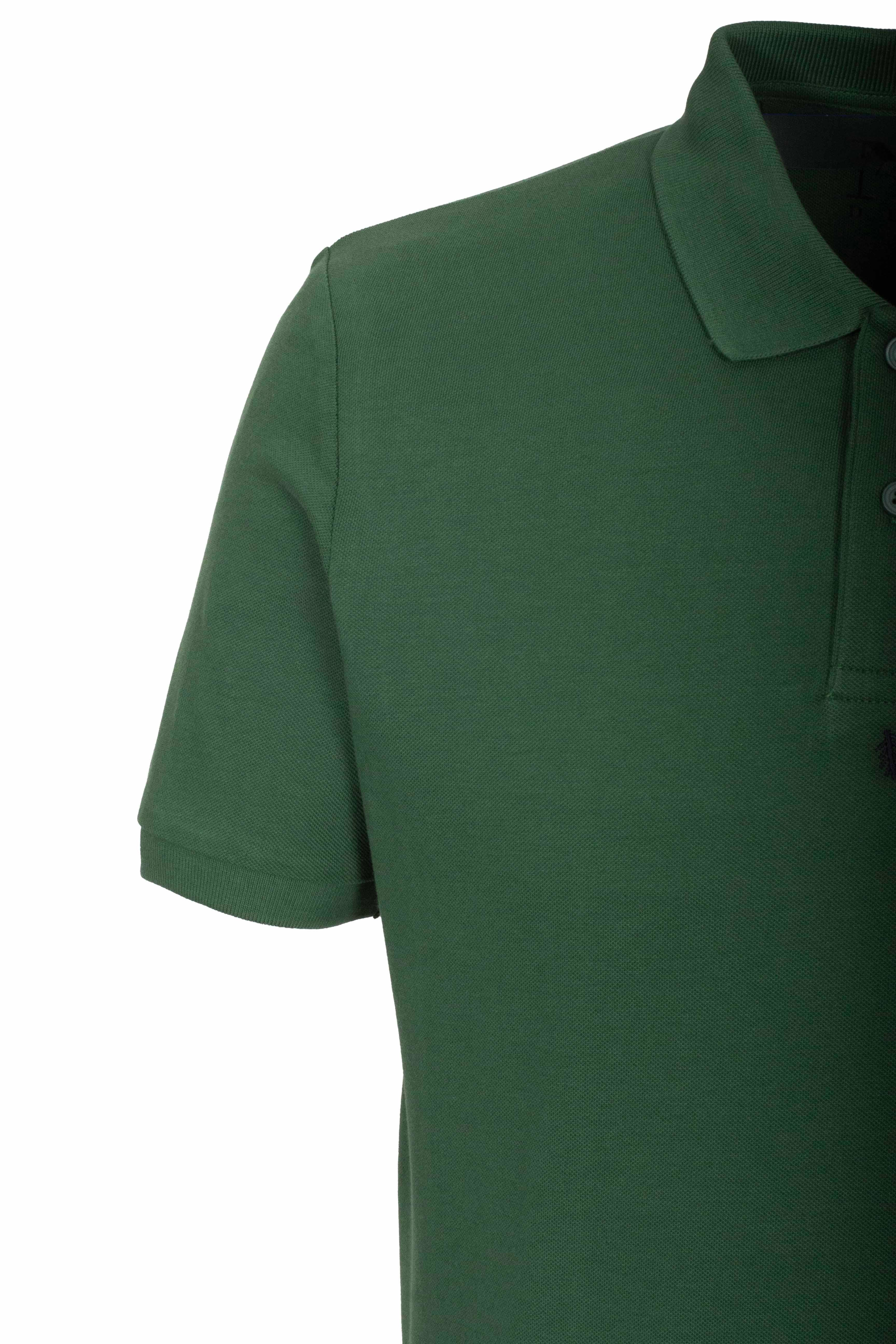 Erkek Polo Yaka Tişört Koyu Yeşil %100 Pamuk Slim Fit Ribanalı Kol Nakışlı T-shirt NCS JEANS 1169