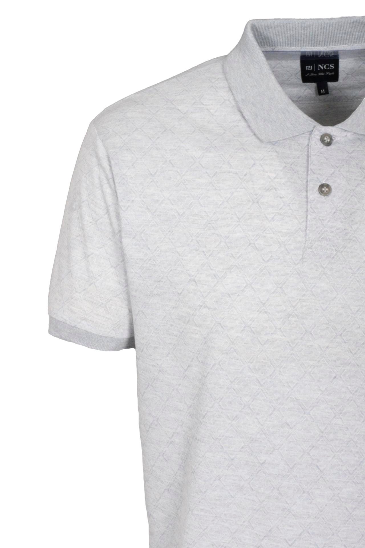 Erkek Polo Yaka Tişört Mavi Dokulu %100 Pamuk Slim Fit Ribanalı Kol T-shirt NCS JEANS 1250