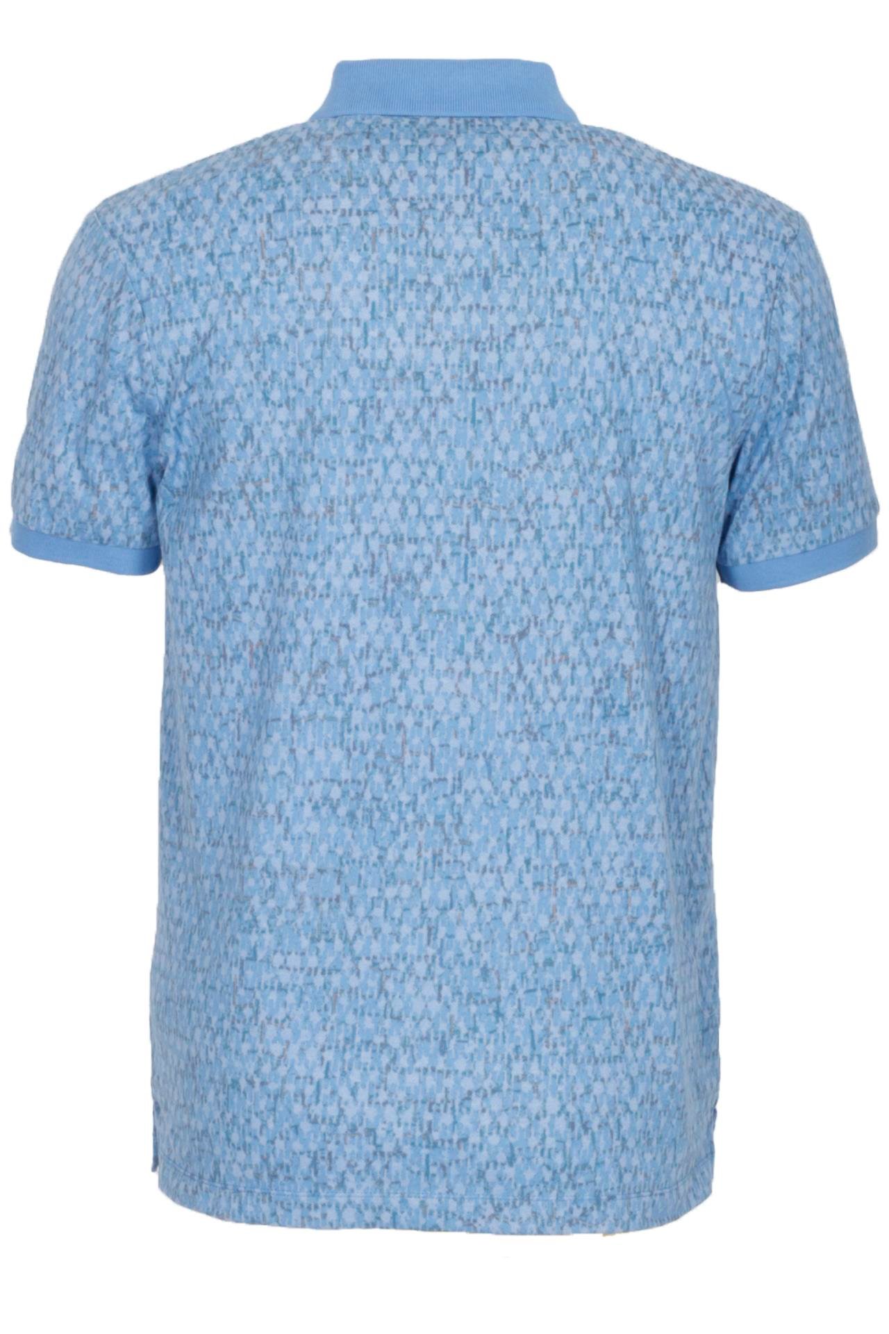 Erkek Polo Yaka Tişört Mavi Slim Fit Ribanalı Kol Pamuklu Baskılı T-shirt NCS JEANS 1253