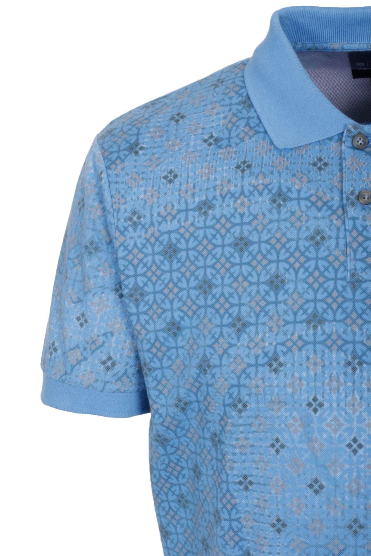 Erkek Polo Yaka Tişört Mavi Slim Fit Ribanalı Kol Pamuklu Baskılı T-shirt NCS JEANS 1252