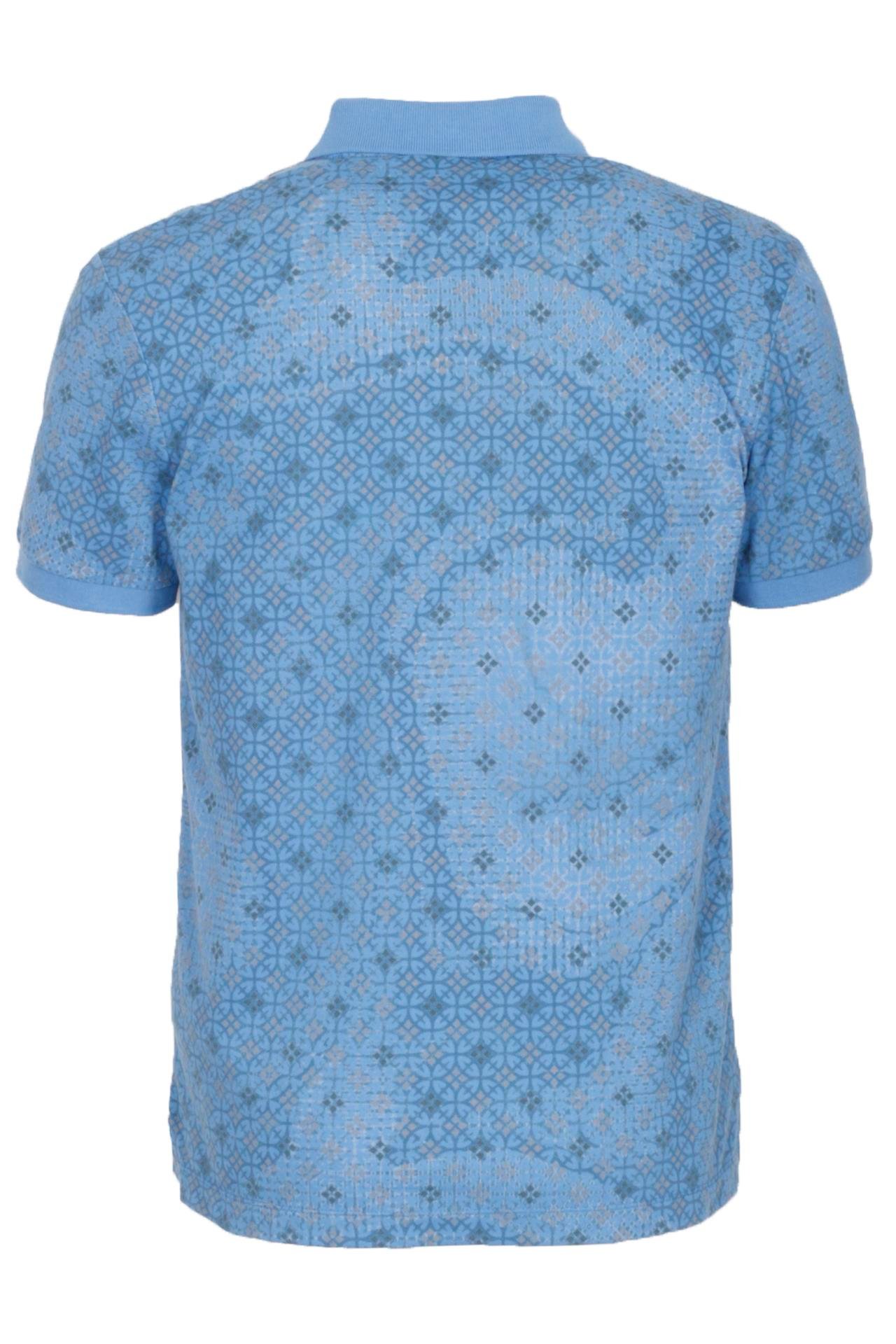 Erkek Polo Yaka Tişört Mavi Slim Fit Ribanalı Kol Pamuklu Baskılı T-shirt NCS JEANS 1252