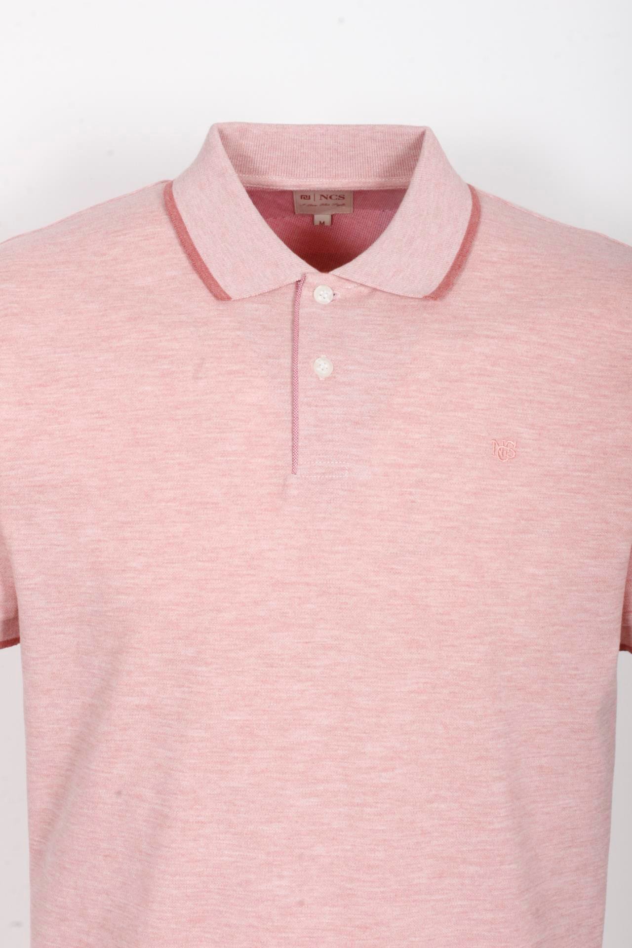 Erkek Polo Yaka Tişört Nar Çiçeği %100 Pamuk Slim Fit Ribanalı Kol T-shirt NCS JEANS 1245