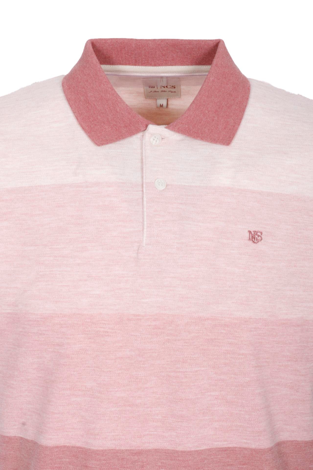 Erkek Polo Yaka Tişört Nar Çiçeği %100 Pamuk Slim Fit Ribanalı Kol Baskılı T-shirt NCS JEANS 1248