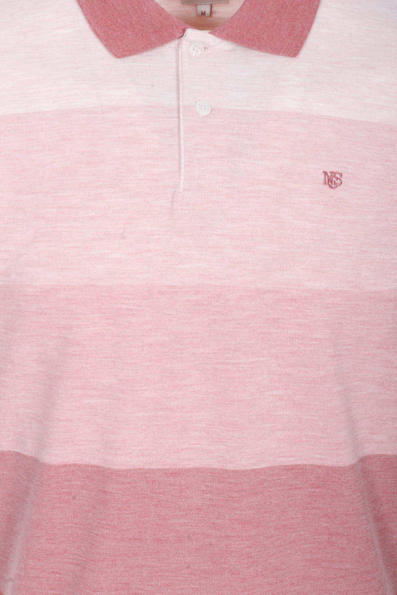 Erkek Polo Yaka Tişört Nar Çiçeği %100 Pamuk Slim Fit Ribanalı Kol Baskılı T-shirt NCS JEANS 1248