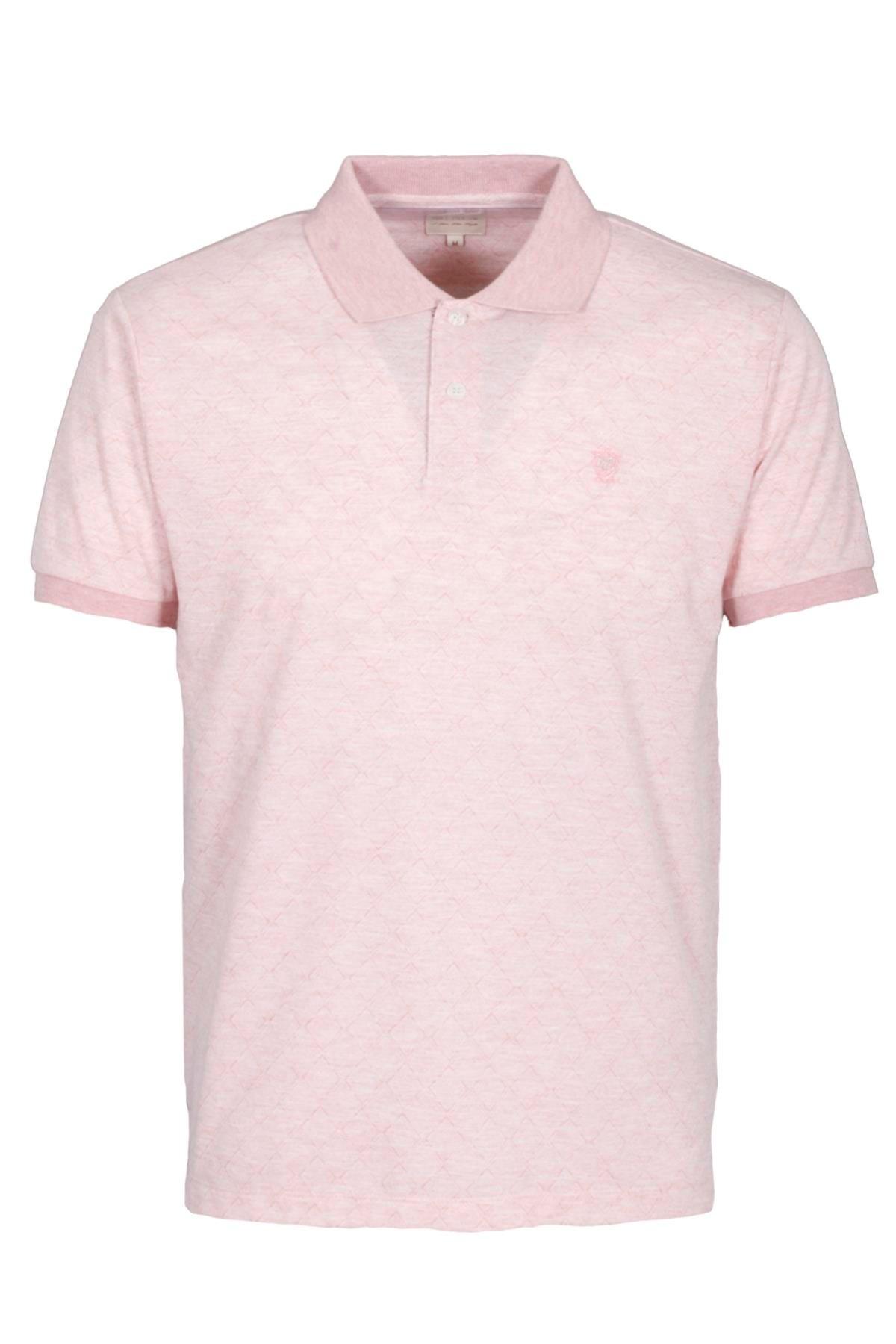 Erkek Polo Yaka Tişört Nar Çiçeği Dokulu %100 Pamuk Slim Fit Ribanalı Kol T-shirt NCS JEANS 1250