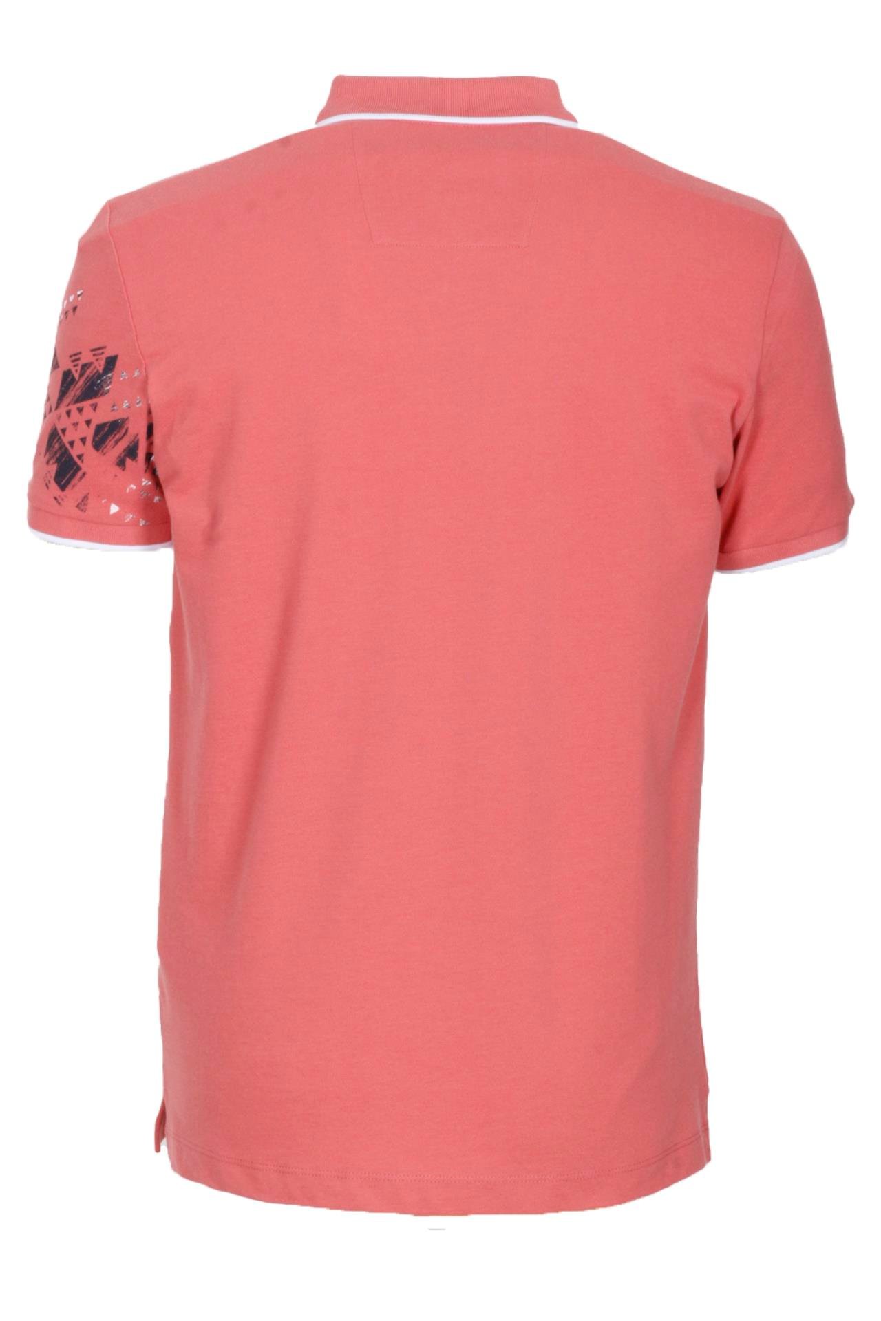 Erkek Polo Yaka Tişört Nar Çiçeği Slim Fit Ribanalı %100 Pamuk Desenli T-shirt NCS JEANS 1214