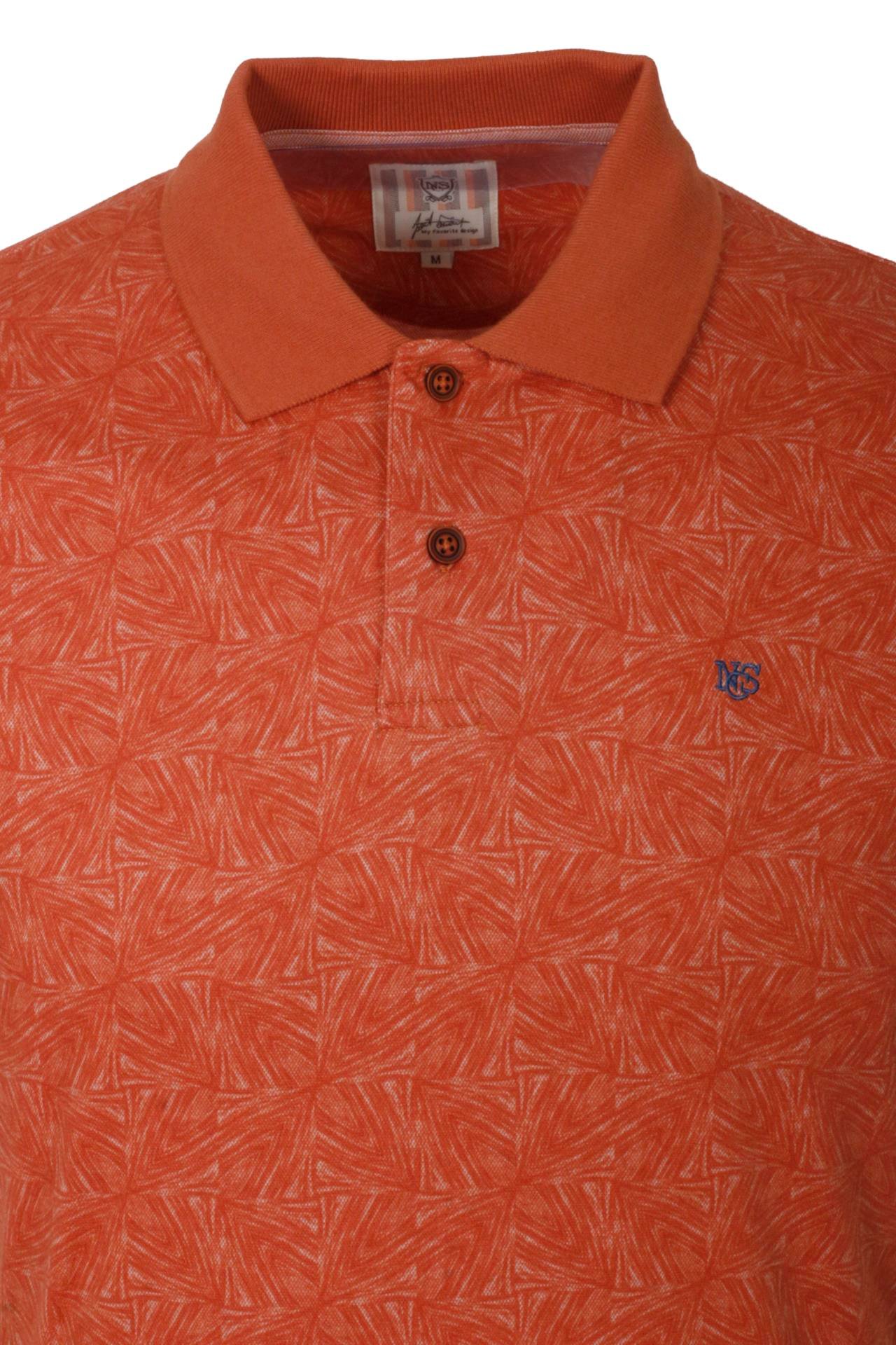 Erkek Polo Yaka Tişört Orange %100 Pamuk Slim Fit Ribana'lı Kol Desenli T-shirt NCS JEANS 1148
