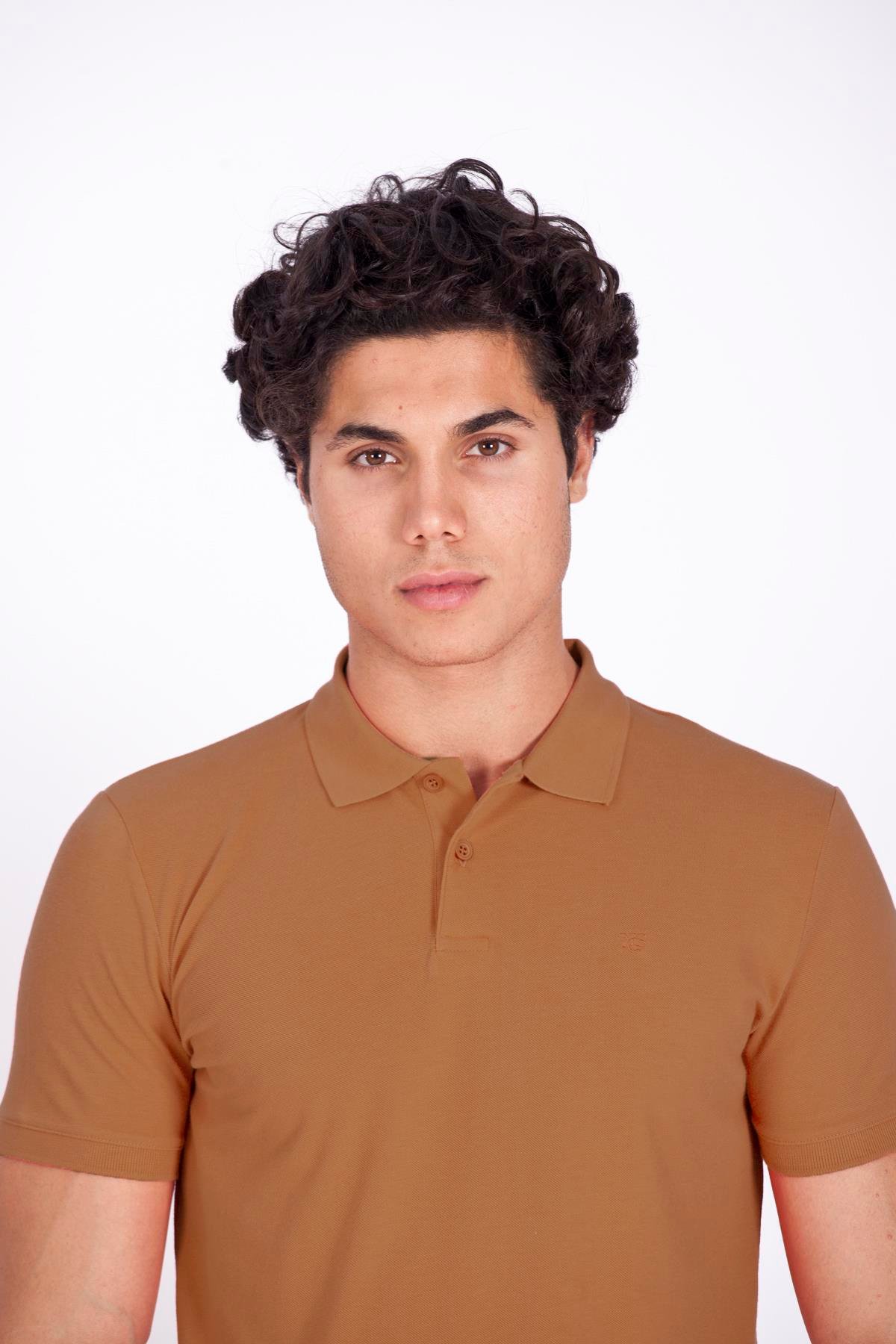 Erkek Polo Yaka Tişört Tarçın %100 Pamuk Slim Fit POLO T-SHİRT NCS JEANS 1055