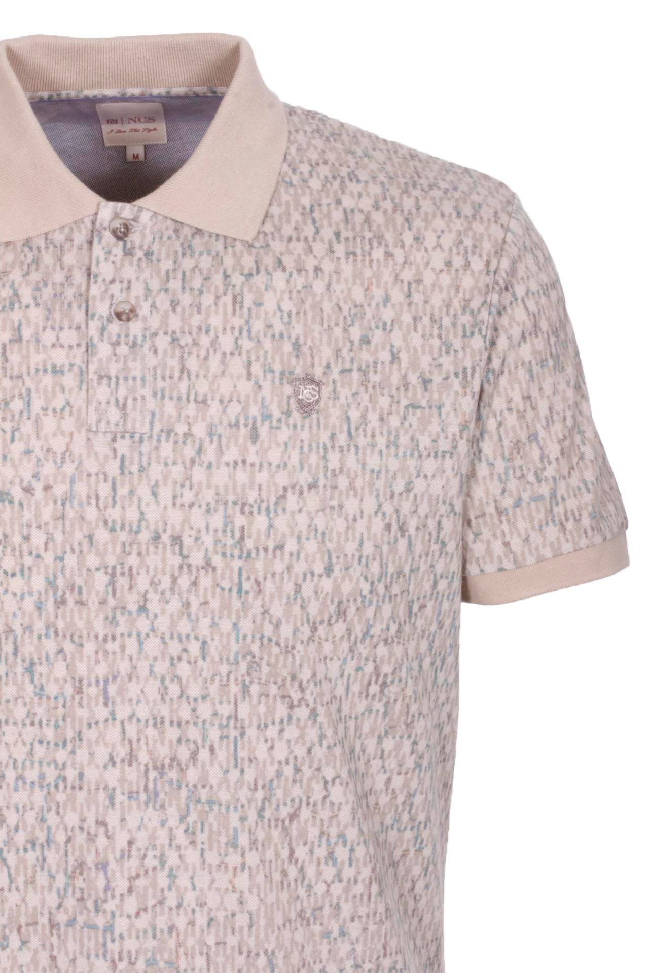 Erkek Polo Yaka Tişört Vizon Slim Fit Ribanalı Kol Pamuklu Baskılı T-shirt NCS JEANS 1253