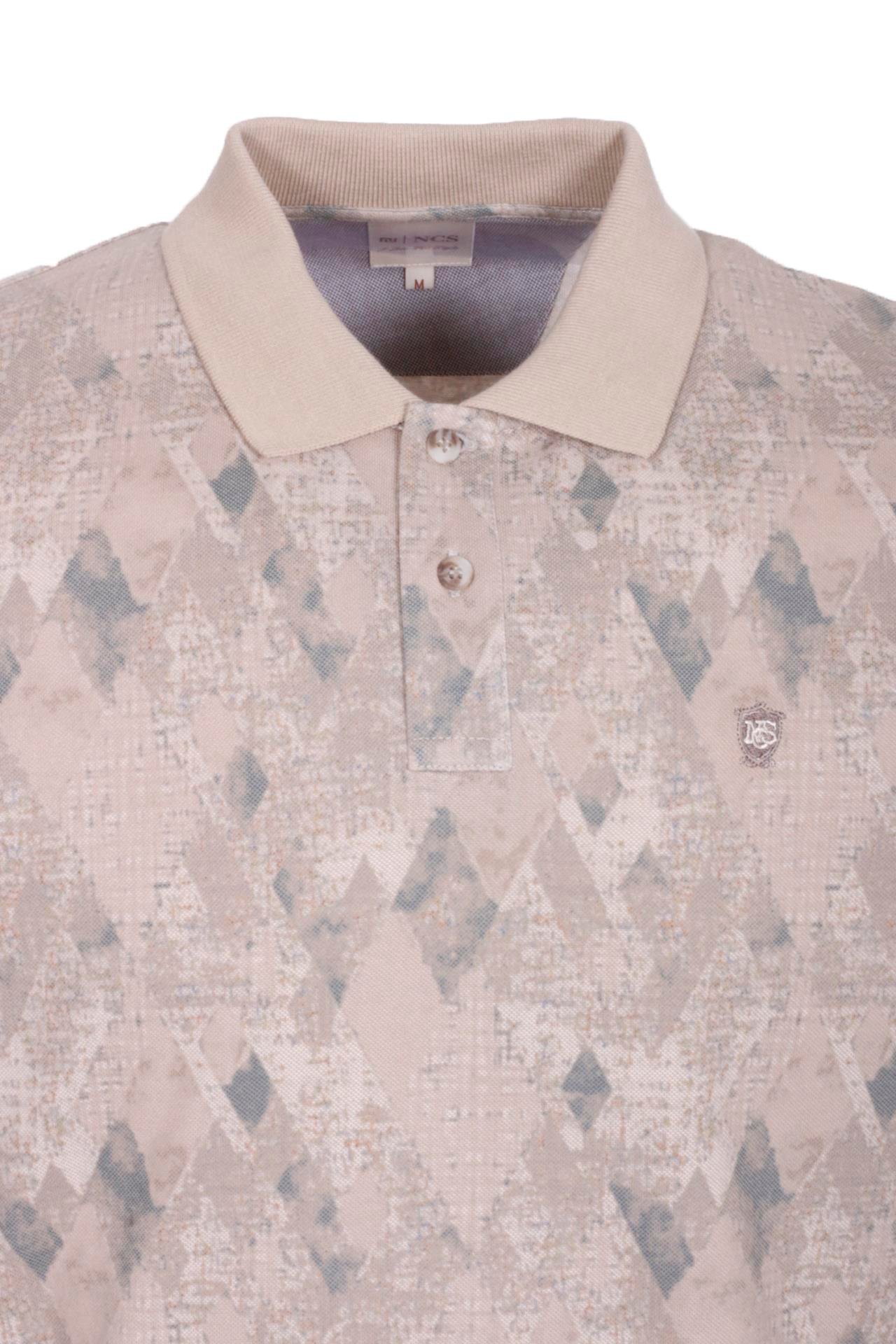 Erkek Polo Yaka Tişört Vizon Slim Fit Ribanalı Kol Pamuklu Baskılı T-shirt NCS JEANS 1251