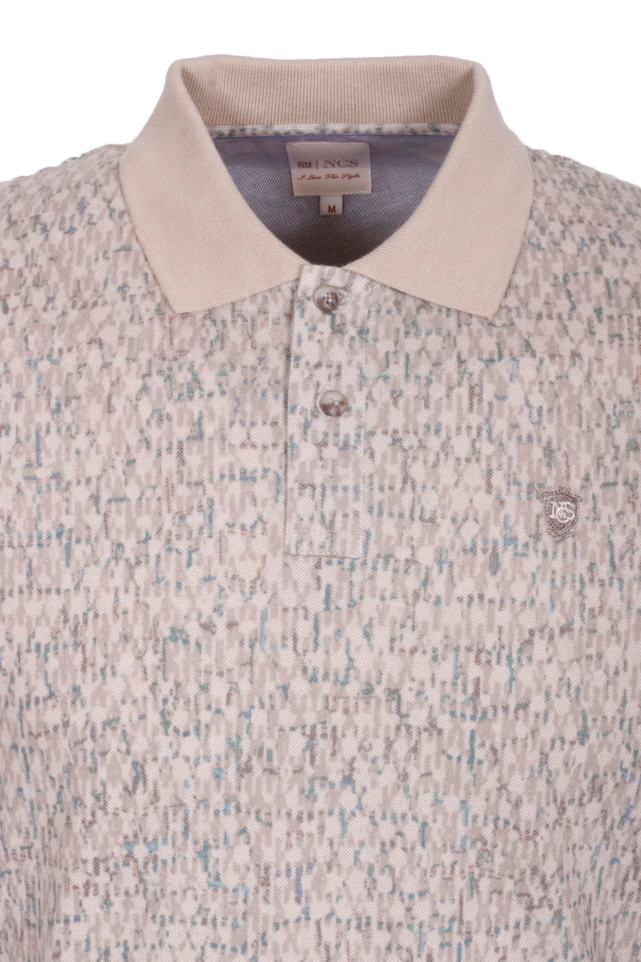 Erkek Polo Yaka Tişört Vizon Slim Fit Ribanalı Kol Pamuklu Baskılı T-shirt NCS JEANS 1253