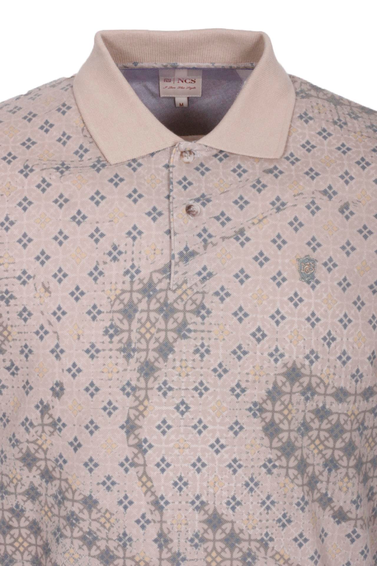 Erkek Polo Yaka Tişört Vizon Slim Fit Ribanalı Kol Pamuklu Baskılı T-shirt NCS JEANS 1252