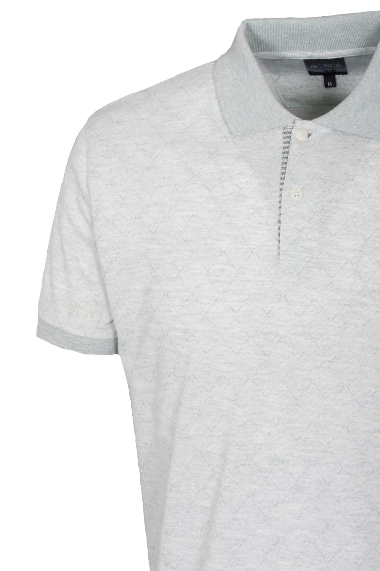 Erkek Polo Yaka Tişört Yeşil Dokulu %100 Pamuk Slim Fit Ribanalı Kol T-shirt NCS JEANS 1250