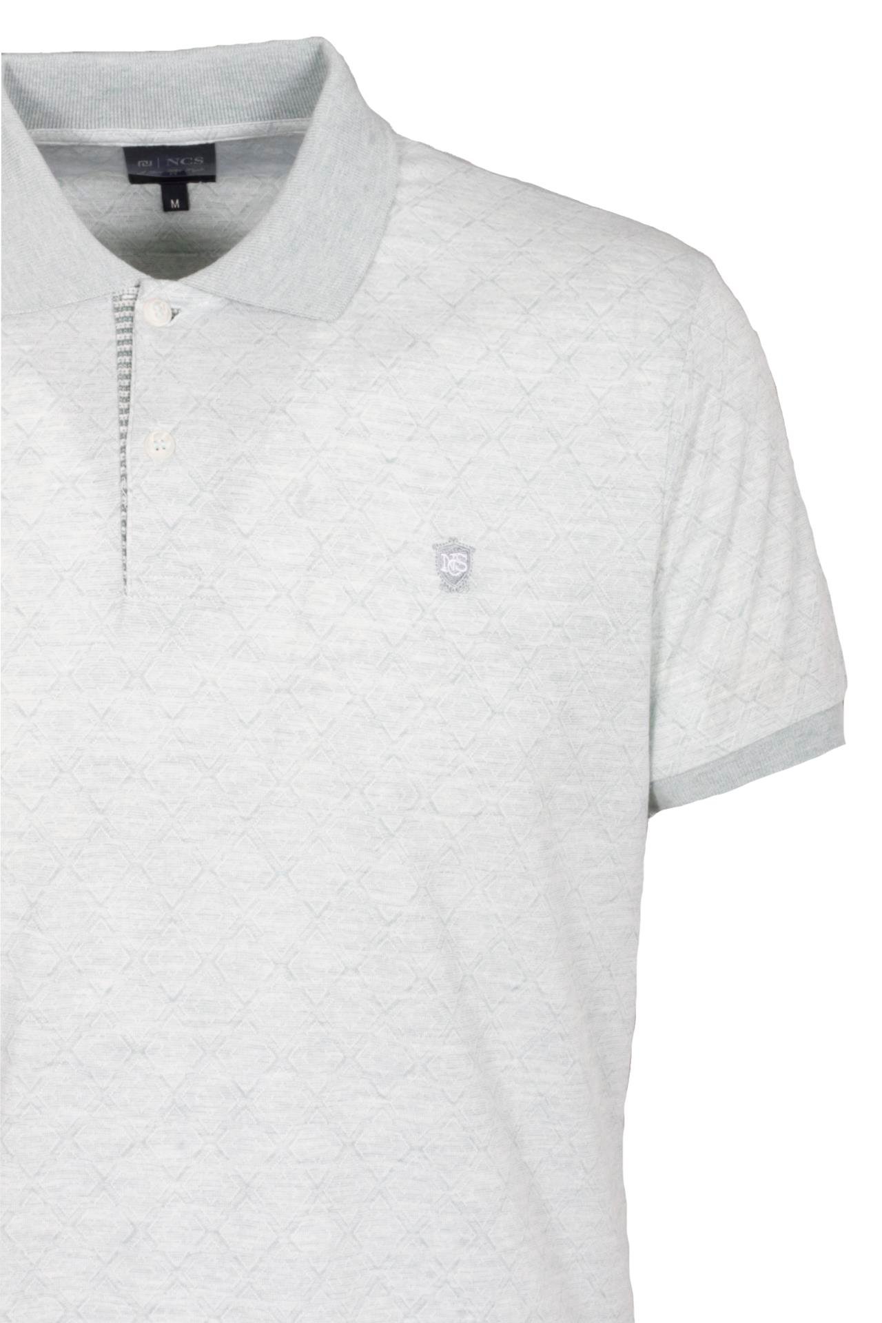 Erkek Polo Yaka Tişört Yeşil Dokulu %100 Pamuk Slim Fit Ribanalı Kol T-shirt NCS JEANS 1250