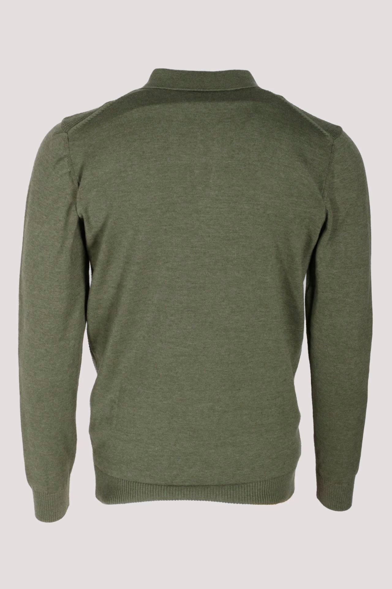 Erkek Polo Yaka Triko Hakimelanj Slim Fit Yarım Fermuarlı Balık Sırt Desenli Pamuklu Kazak NCS JEANS 3006