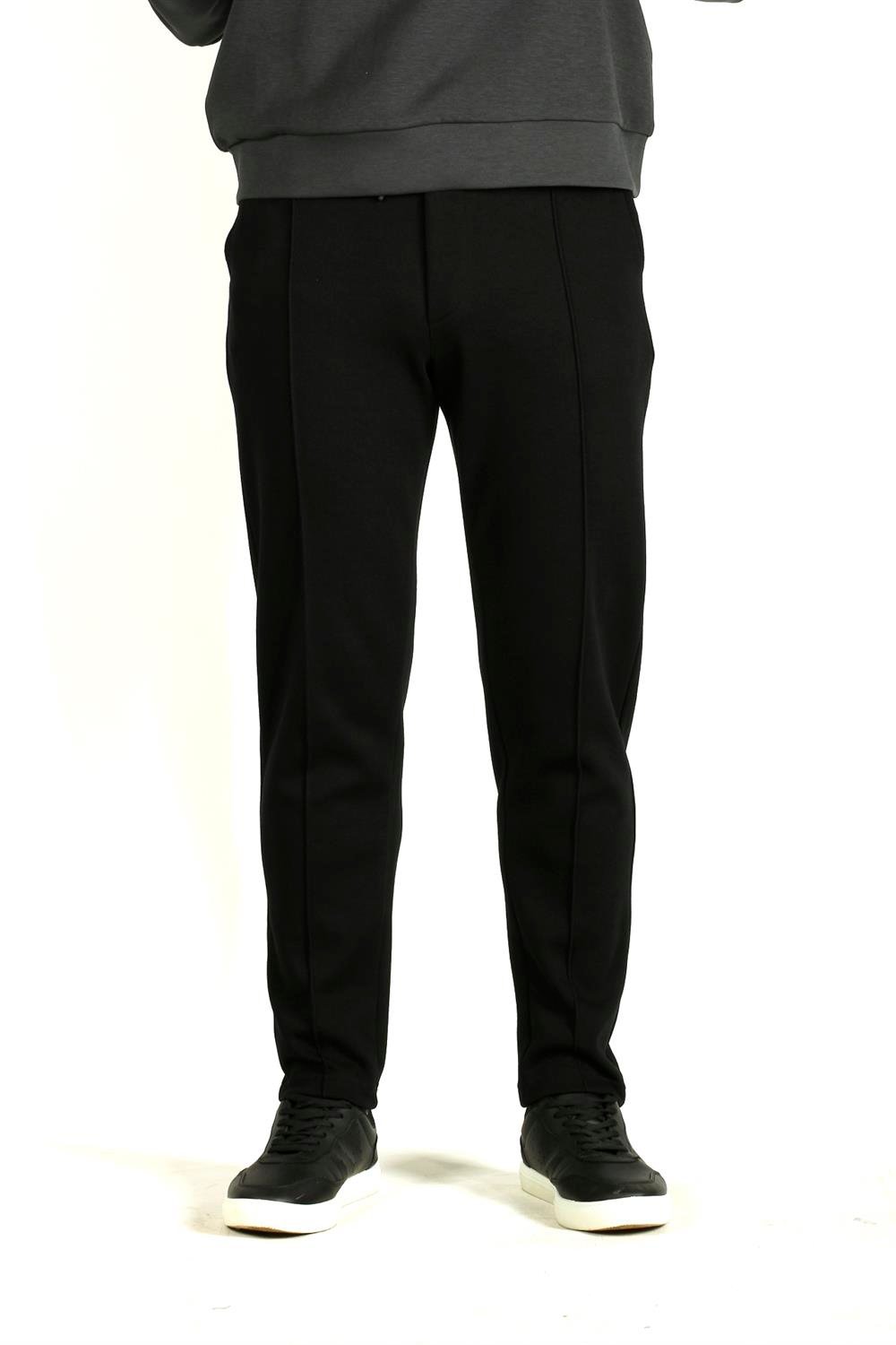 Erkek Siyah Bel İpli Slim Fit Yan Cepli Armürlü Jogger Pantolon NCS JEANS 1642