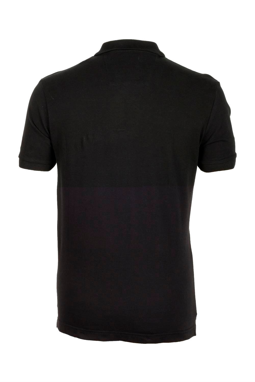 Erkek Siyah Polo Yaka Slim Fit Dar Kesim Baskılı %100 Pamuk T-shirt 1124