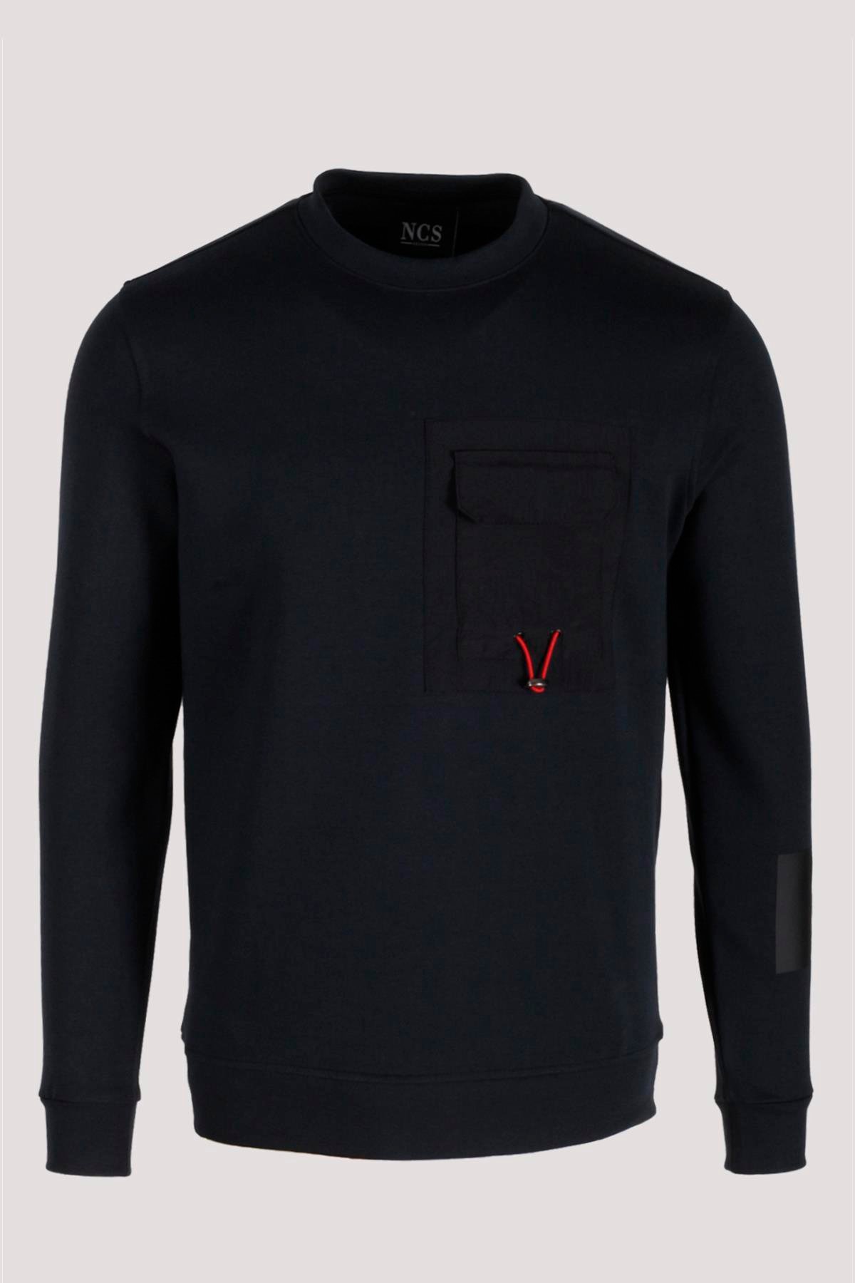 Erkek Sweatshirt Lacivert Ön Cep Detaylı Relaxed Fit Double Face Crewneck NCS JEANS 1640