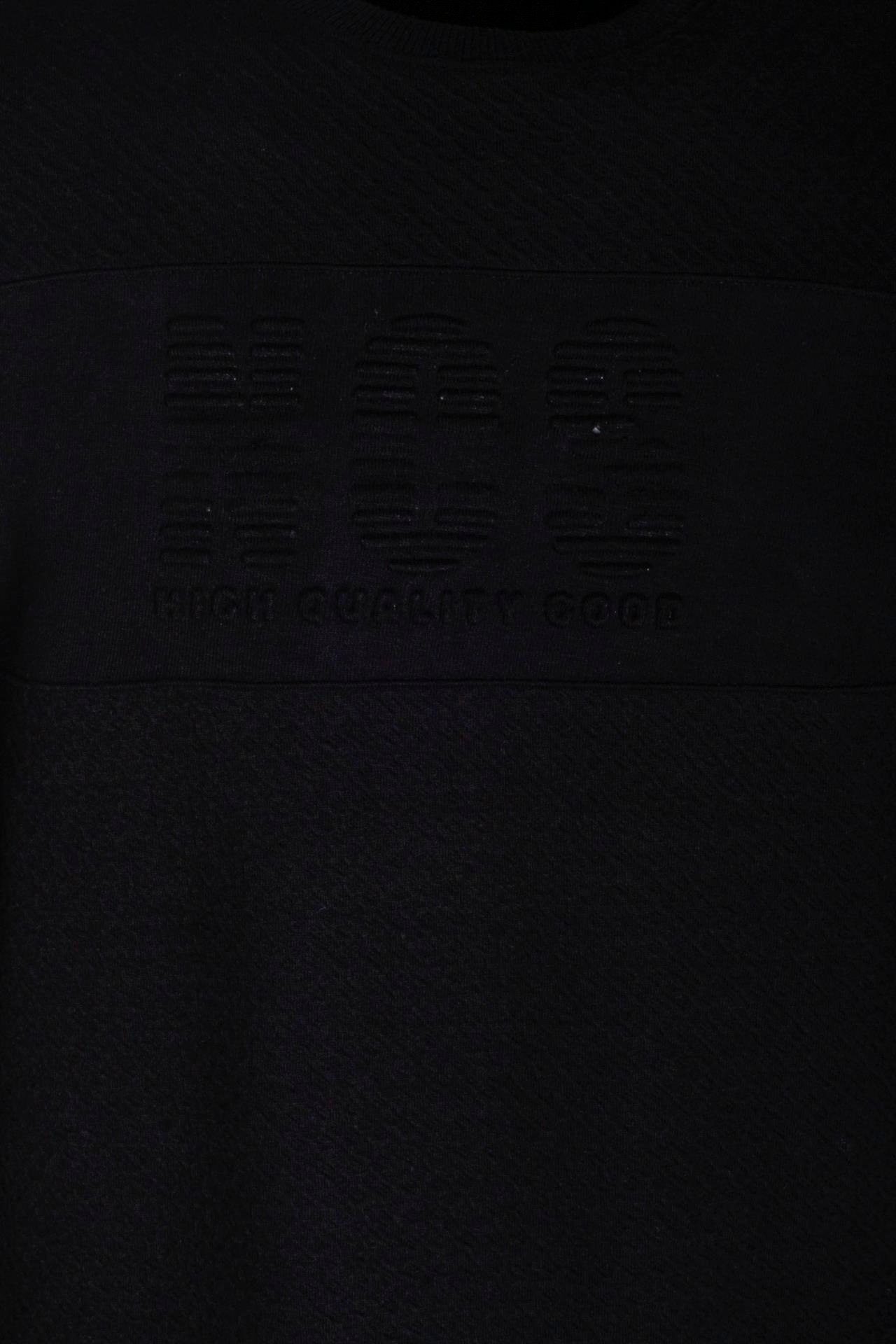 Erkek Sweatshirt Siyah Kabartma Baskılı Bisiklet Yaka Logo Detay Cotonel Kumaş Sweat NCS JEANS 1614