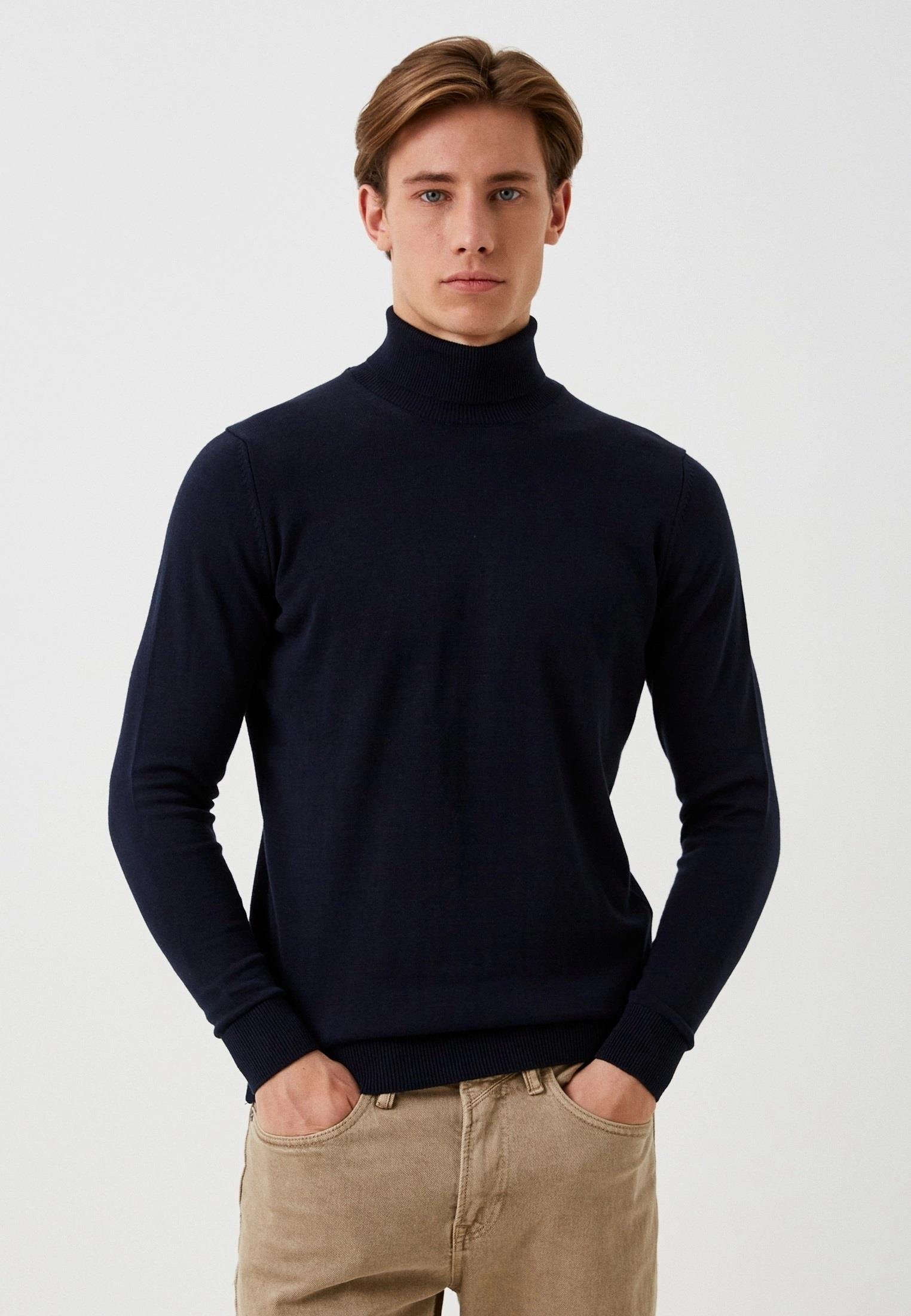 Erkek Tam Balıkçı Boğazlı Triko Lacivert Slim Fit Pamuklu Sık Örme Kazak NCS JEANS 3003