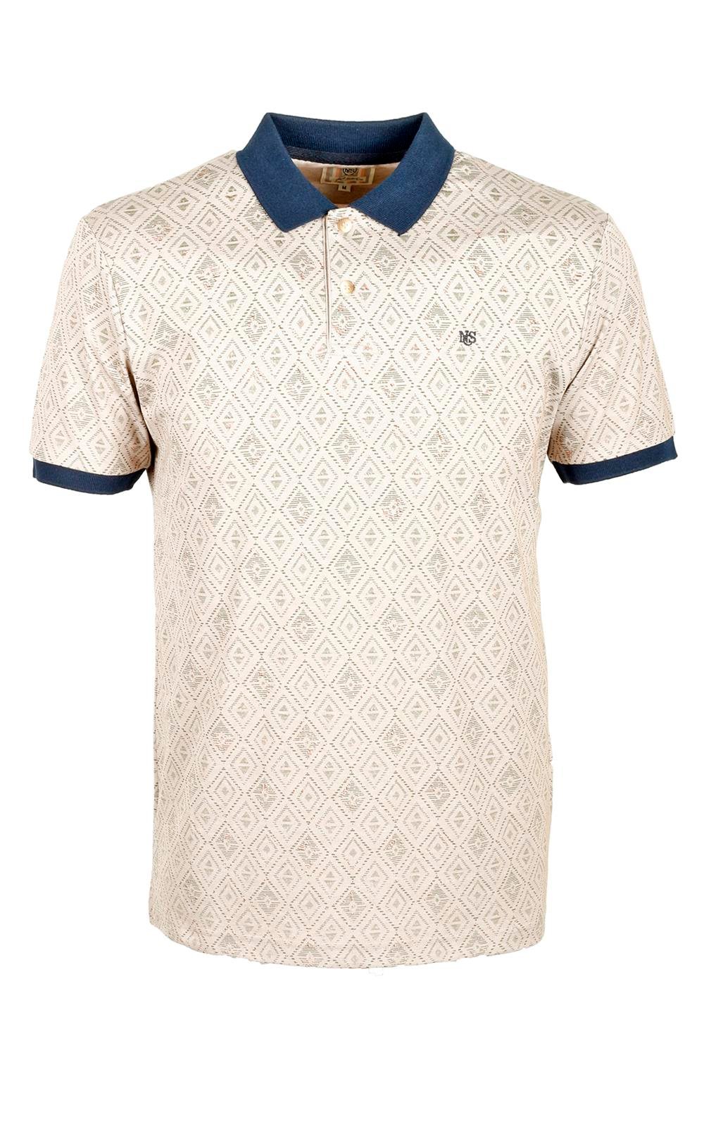 Erkek Taş Baskılı Slim Fit Dar Kesim Polo Yaka %100 Pamuk T-shirt Ncs Jeans 1989