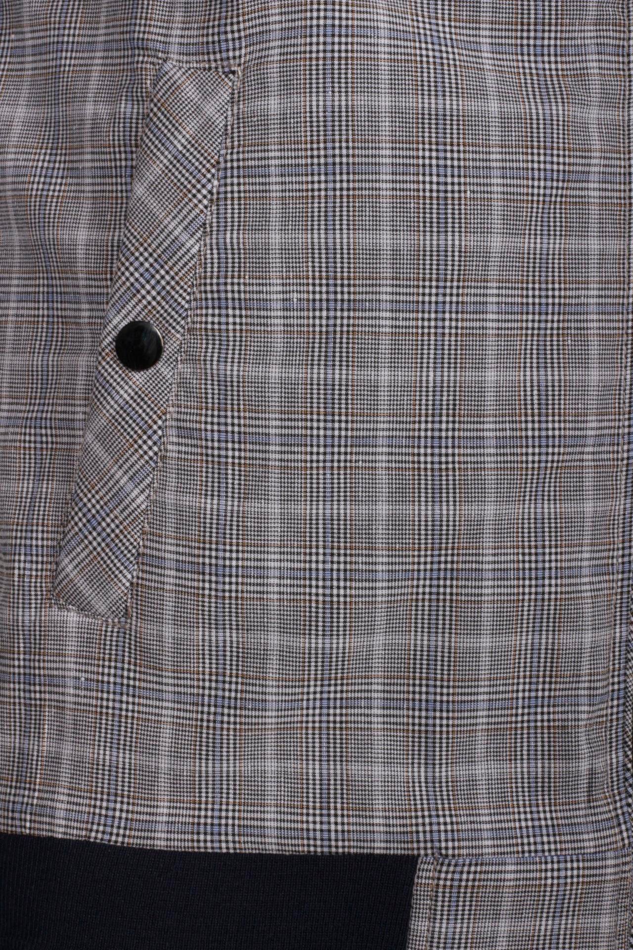 Erkek Taş Bomber Ceket Keten Karışım Slim Fit Ekose Kare Desenli Ribana İnce Astar Ceket NCS JEANS 4984