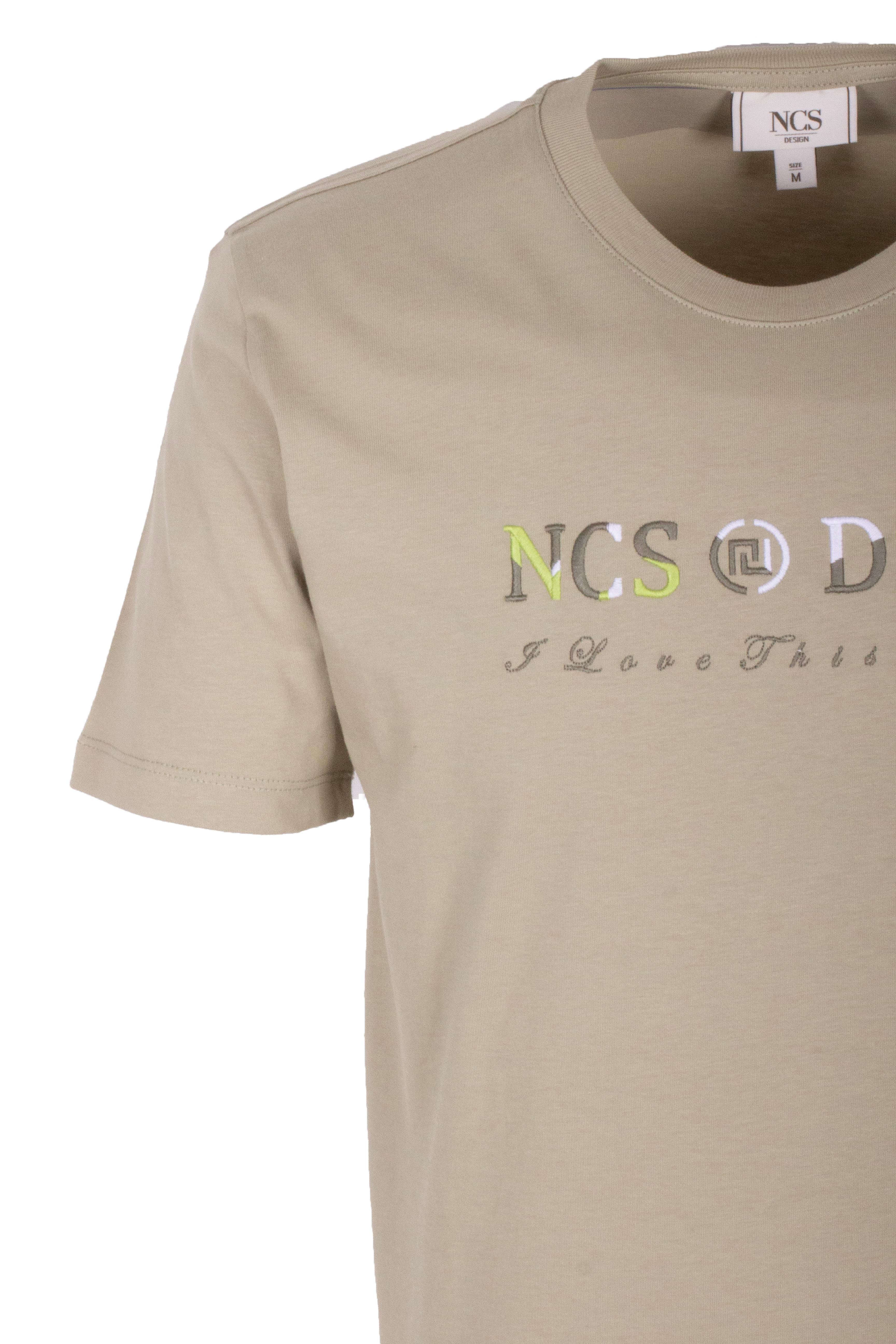 Erkek Tişört Bisiklet Yaka Açık Olive Slim Fit %100 Pamuk T-shirt NCS JEANS 1303