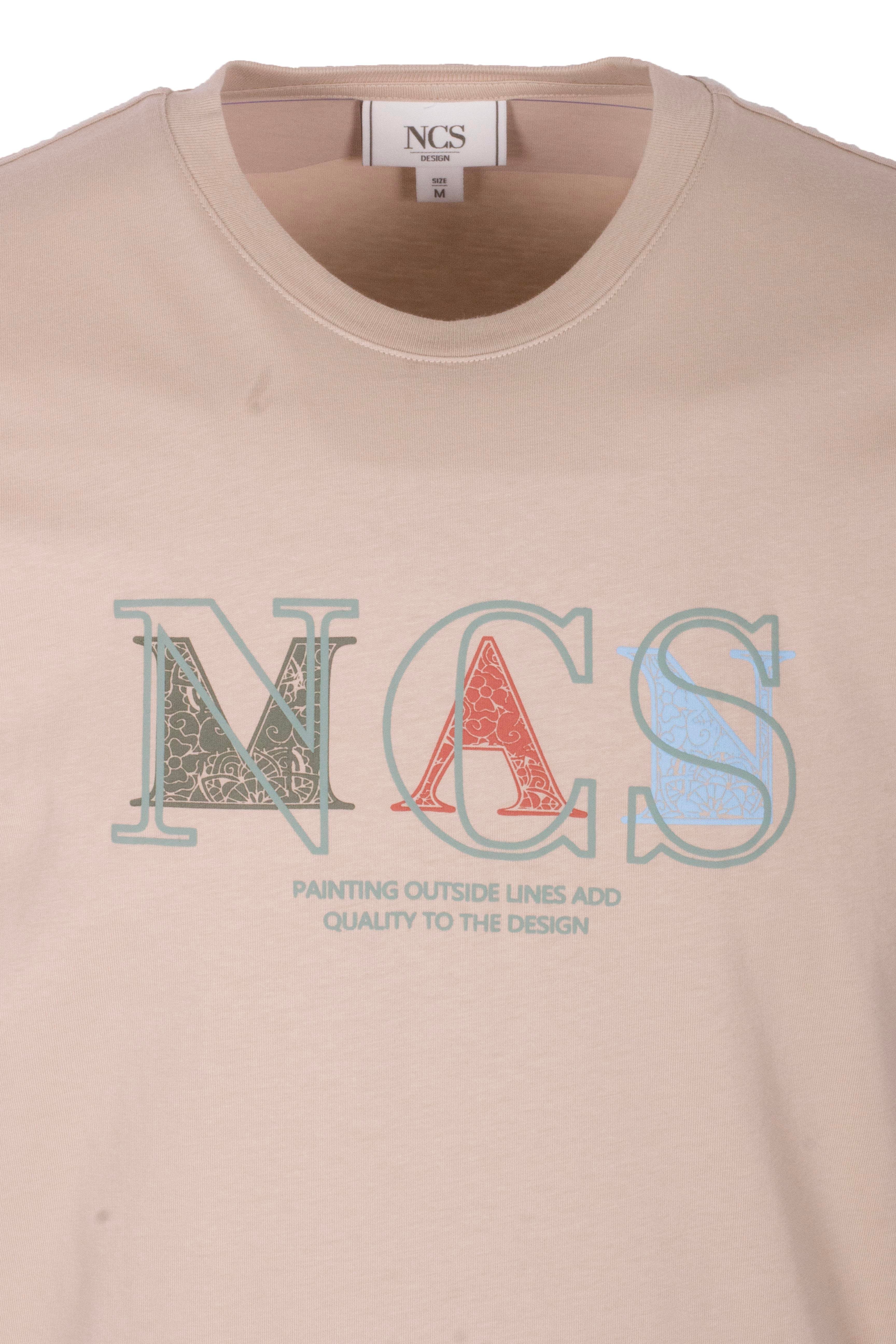 Erkek Tişört Bisiklet Yaka Bej Slim Fit Baskılı T-shirt NCS JEANS 1298