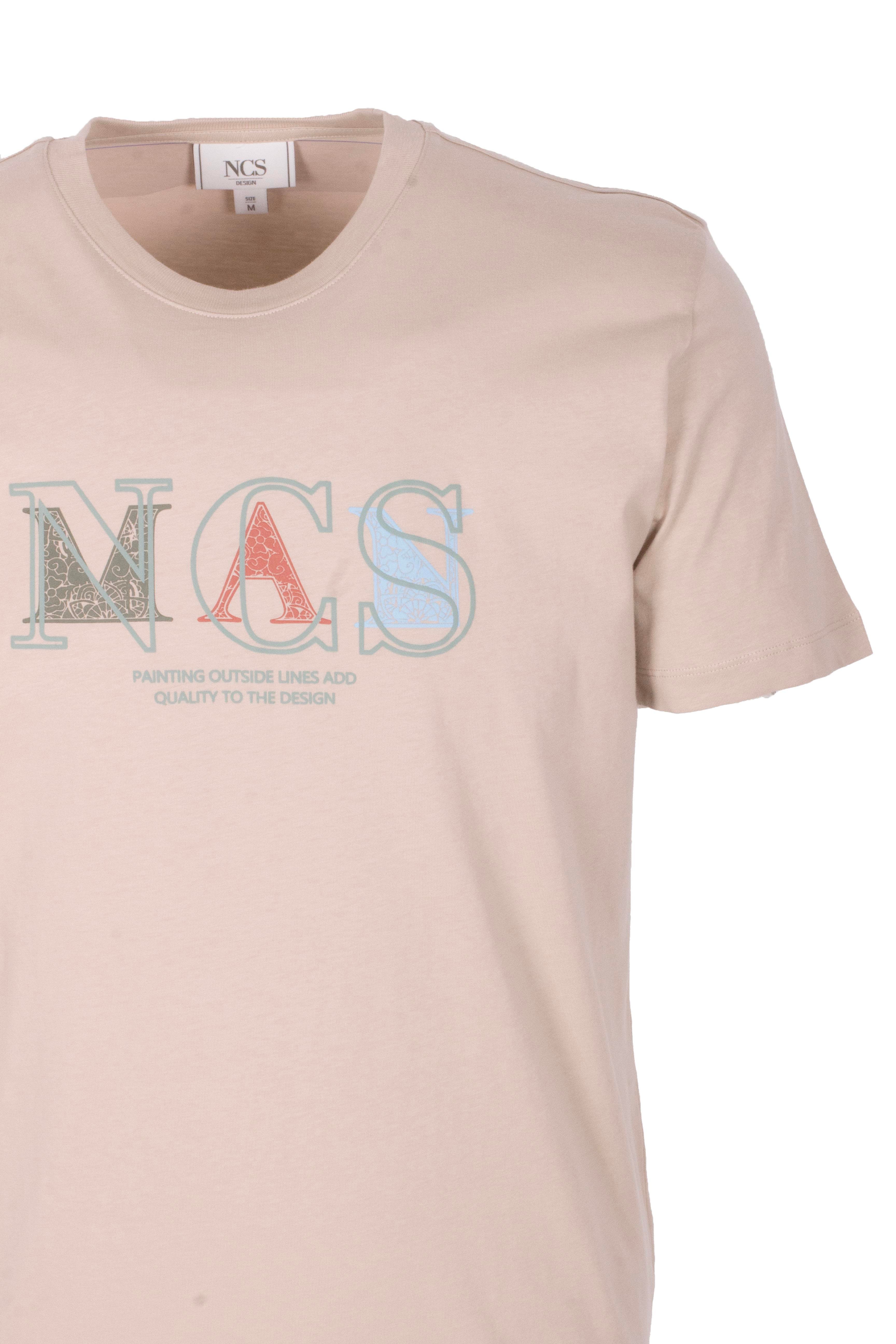 Erkek Tişört Bisiklet Yaka Bej Slim Fit Baskılı T-shirt NCS JEANS 1298