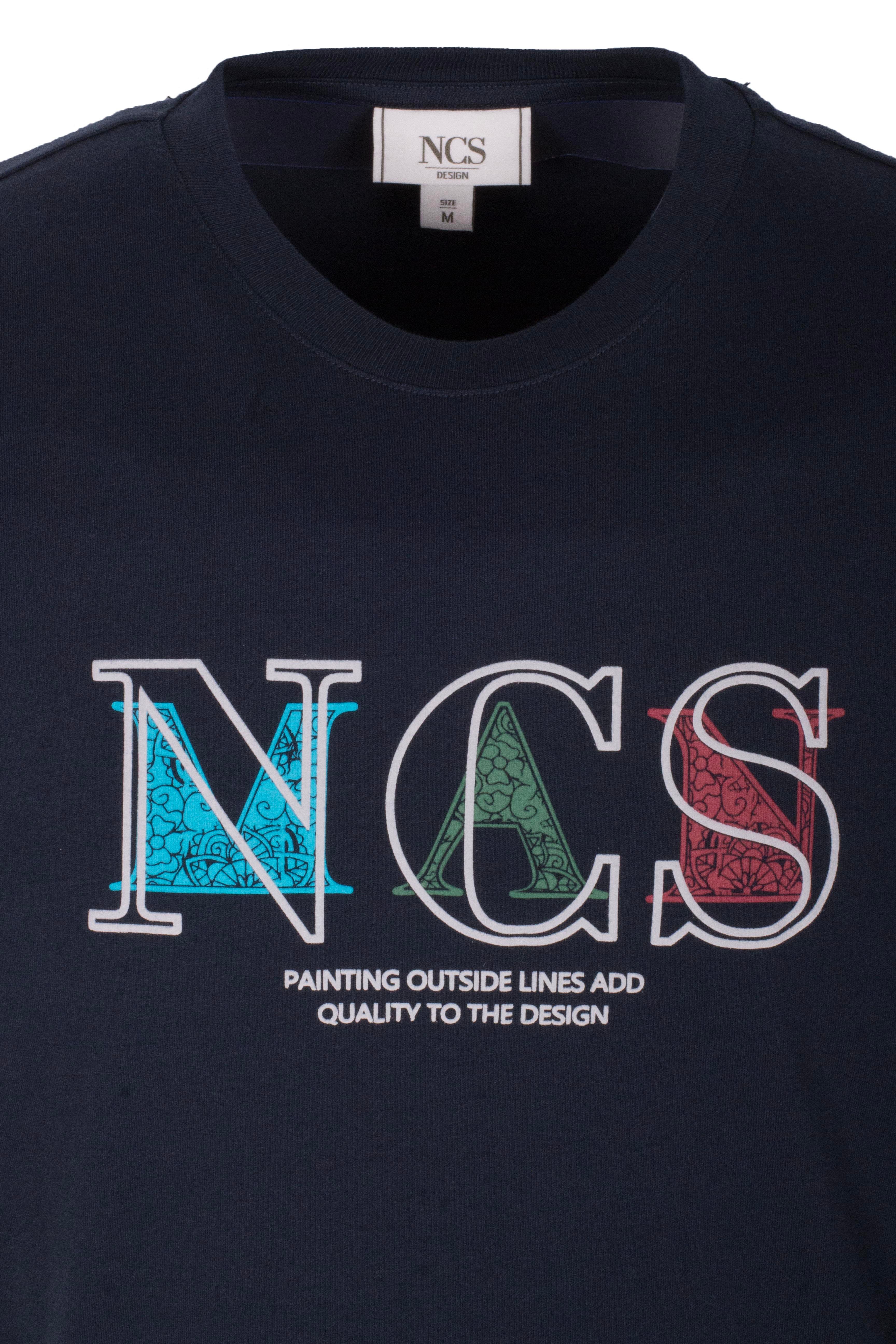 Erkek Tişört Bisiklet Yaka Lacivert Slim Fit Baskılı T-shirt NCS JEANS 1298