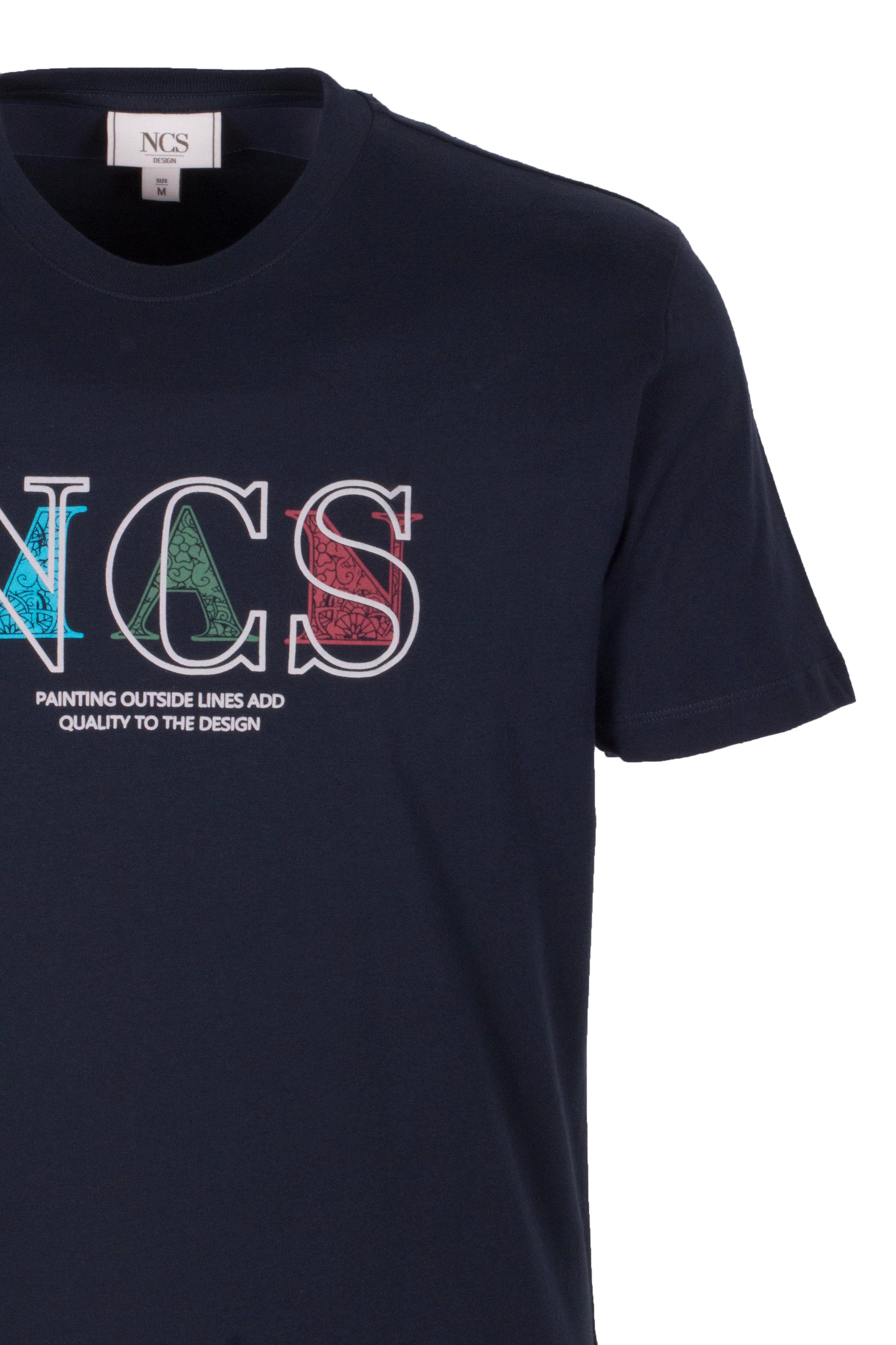 Erkek Tişört Bisiklet Yaka Lacivert Slim Fit Baskılı T-shirt NCS JEANS 1298