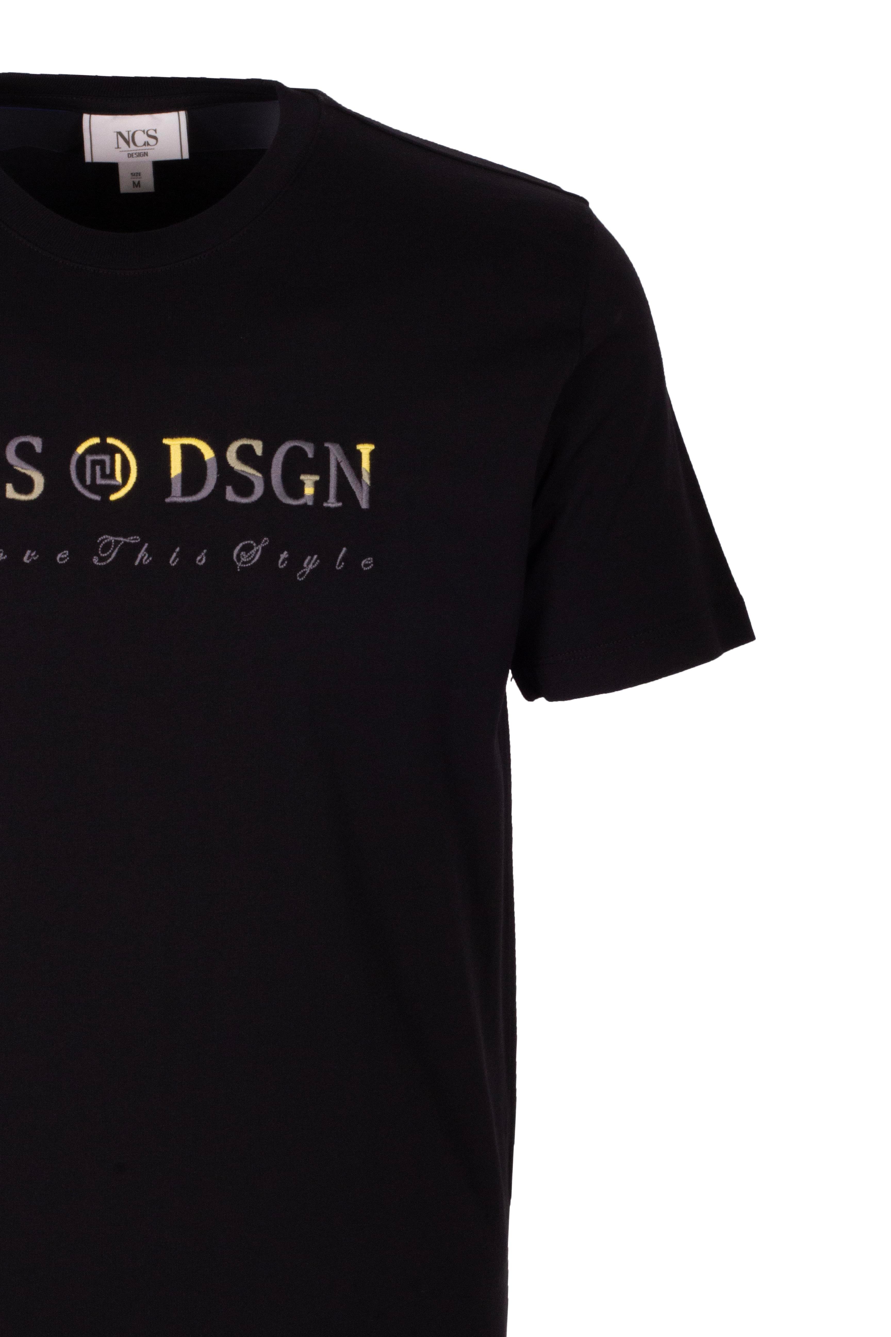 Erkek Tişört Bisiklet Yaka Siyah Slim Fit %100 Pamuk T-shirt NCS JEANS 1303